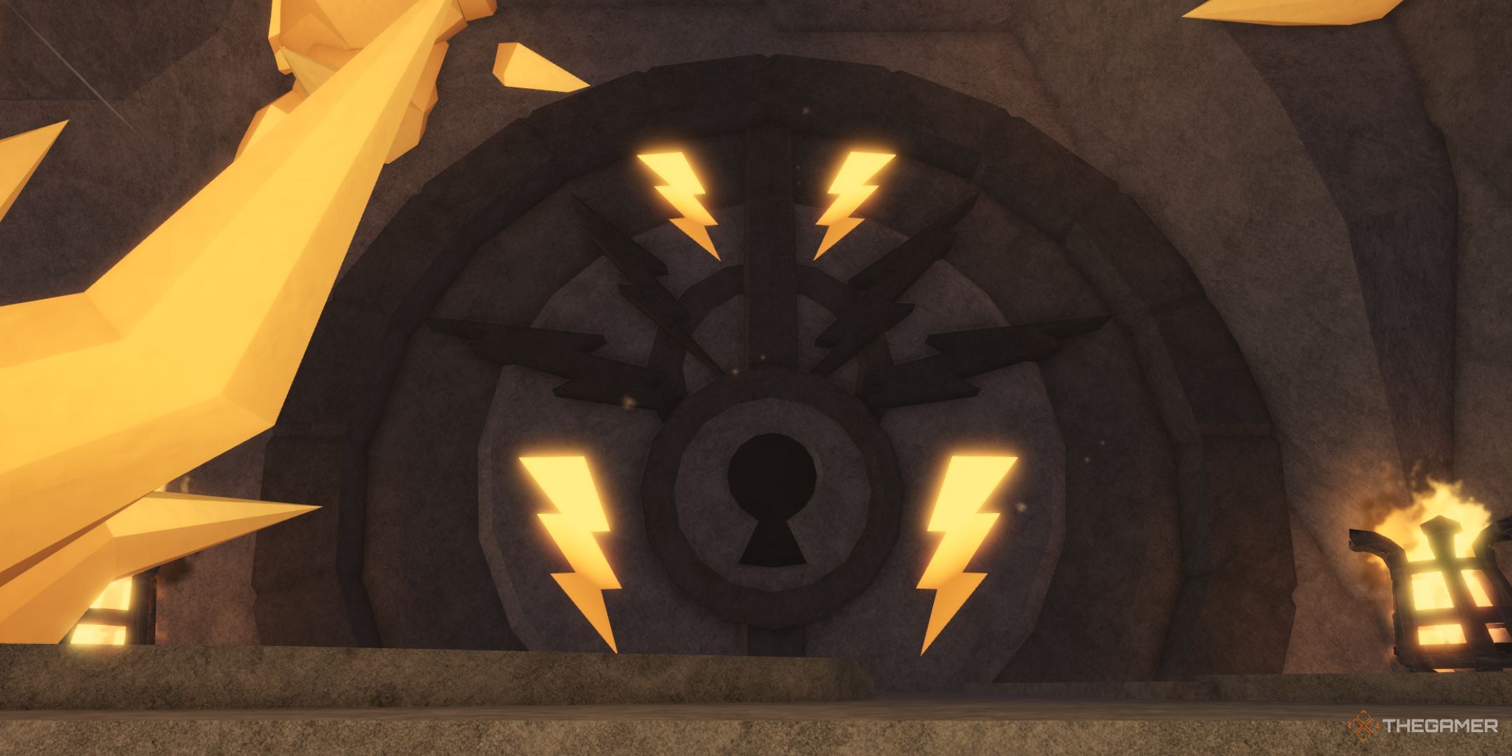 The player character shows the Zeus Trial gate in Fisch.