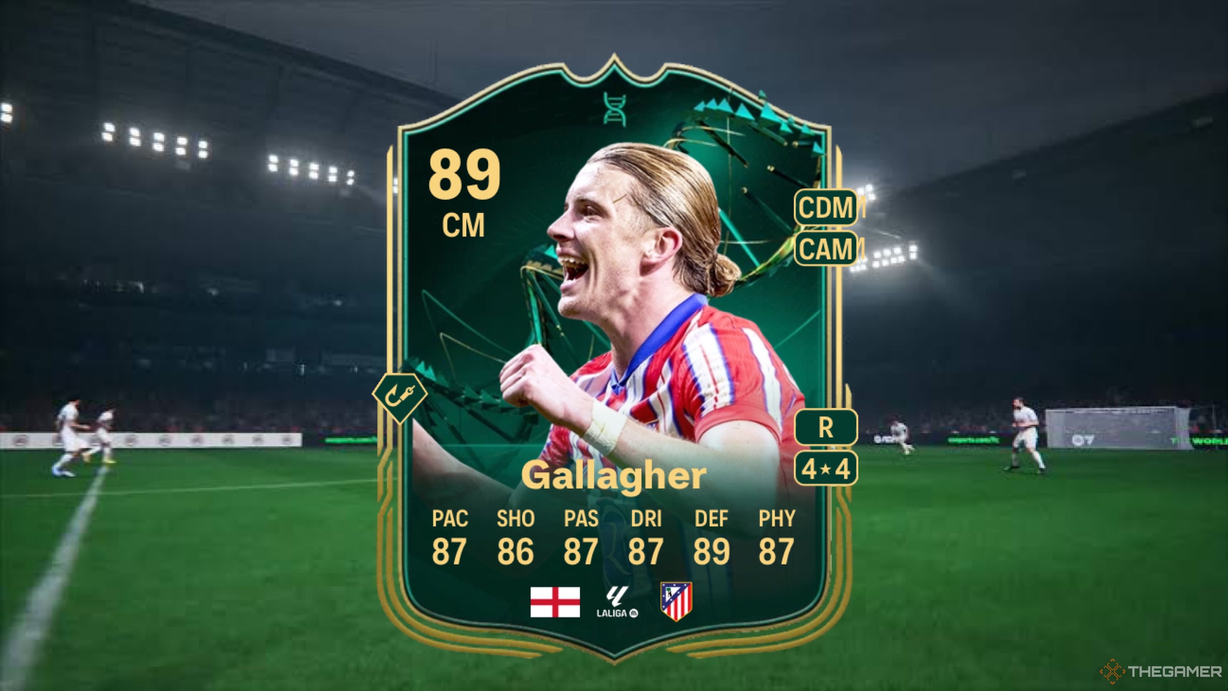 Image showing Gallagher card against a faded pitch background.
