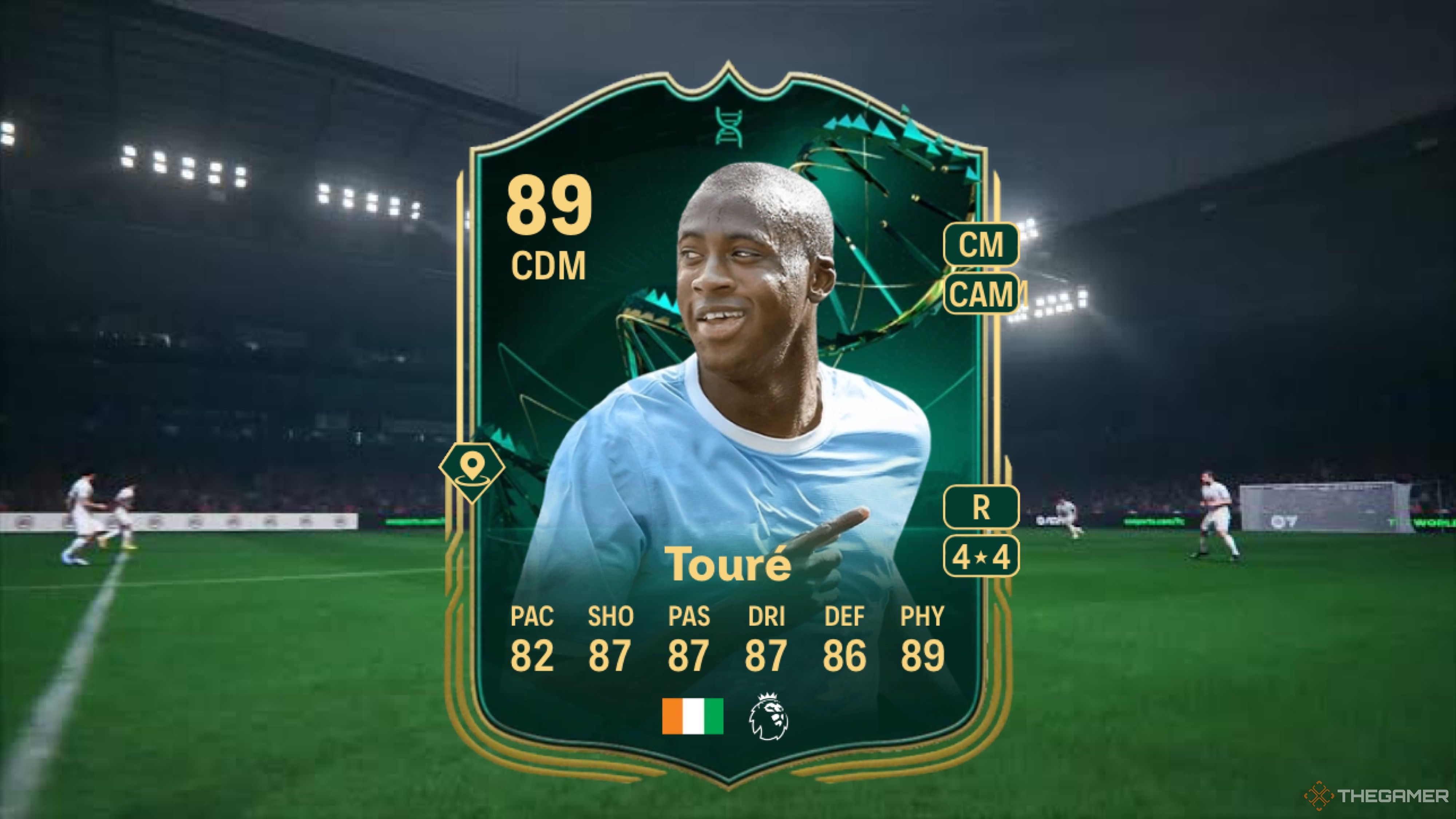 Image showing Touré card against a faded pitch background.