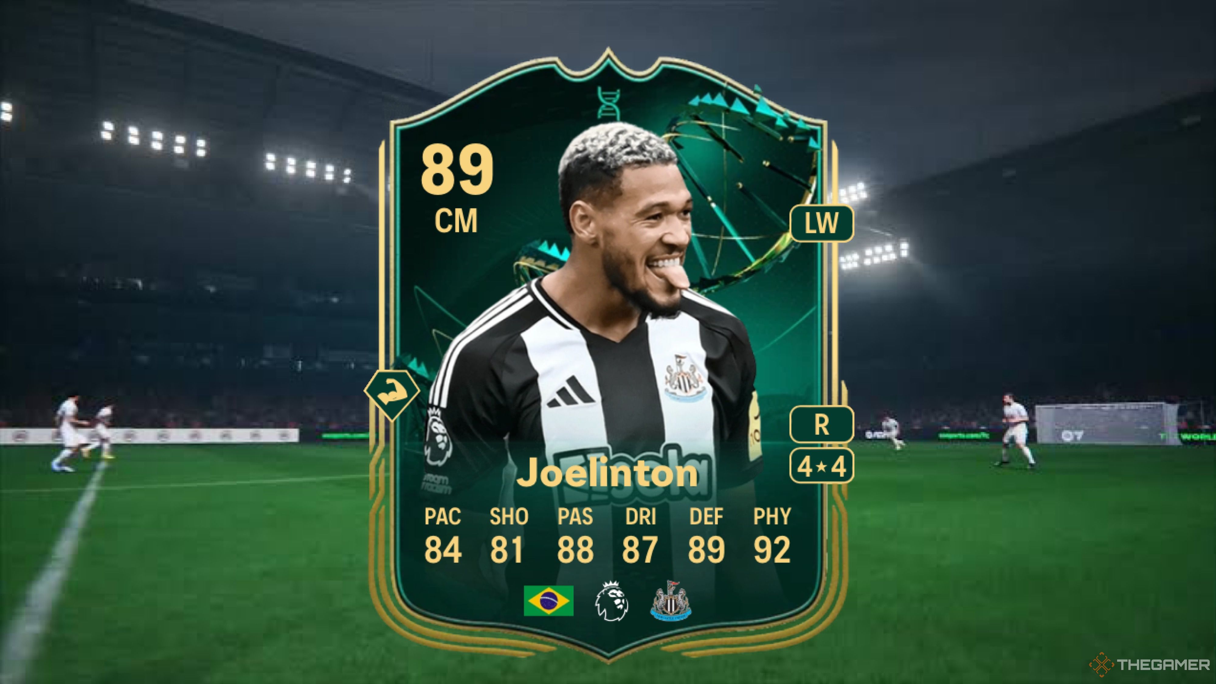 Image showing Joelinton card against a faded pitch background.