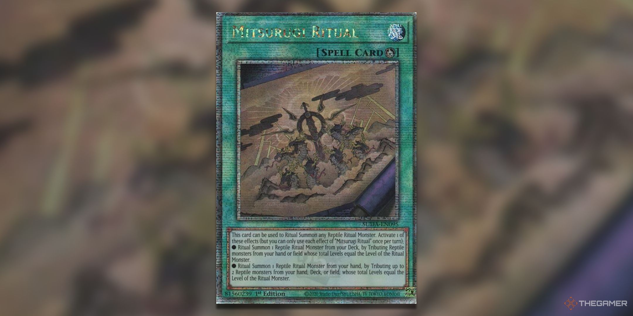 Mitsurugi Ritual Quarter Century Rare Yu-Gi-Oh! TCG Card Art.