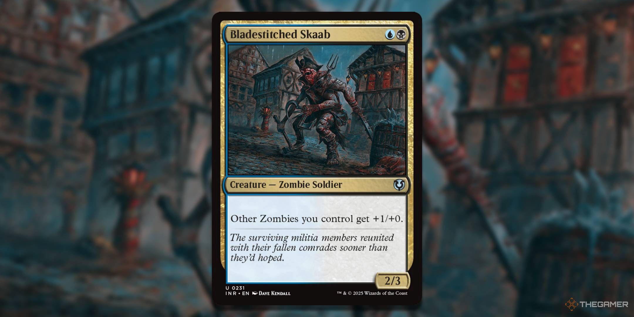 MTG Bladestitched Skaab card with the art in the background.