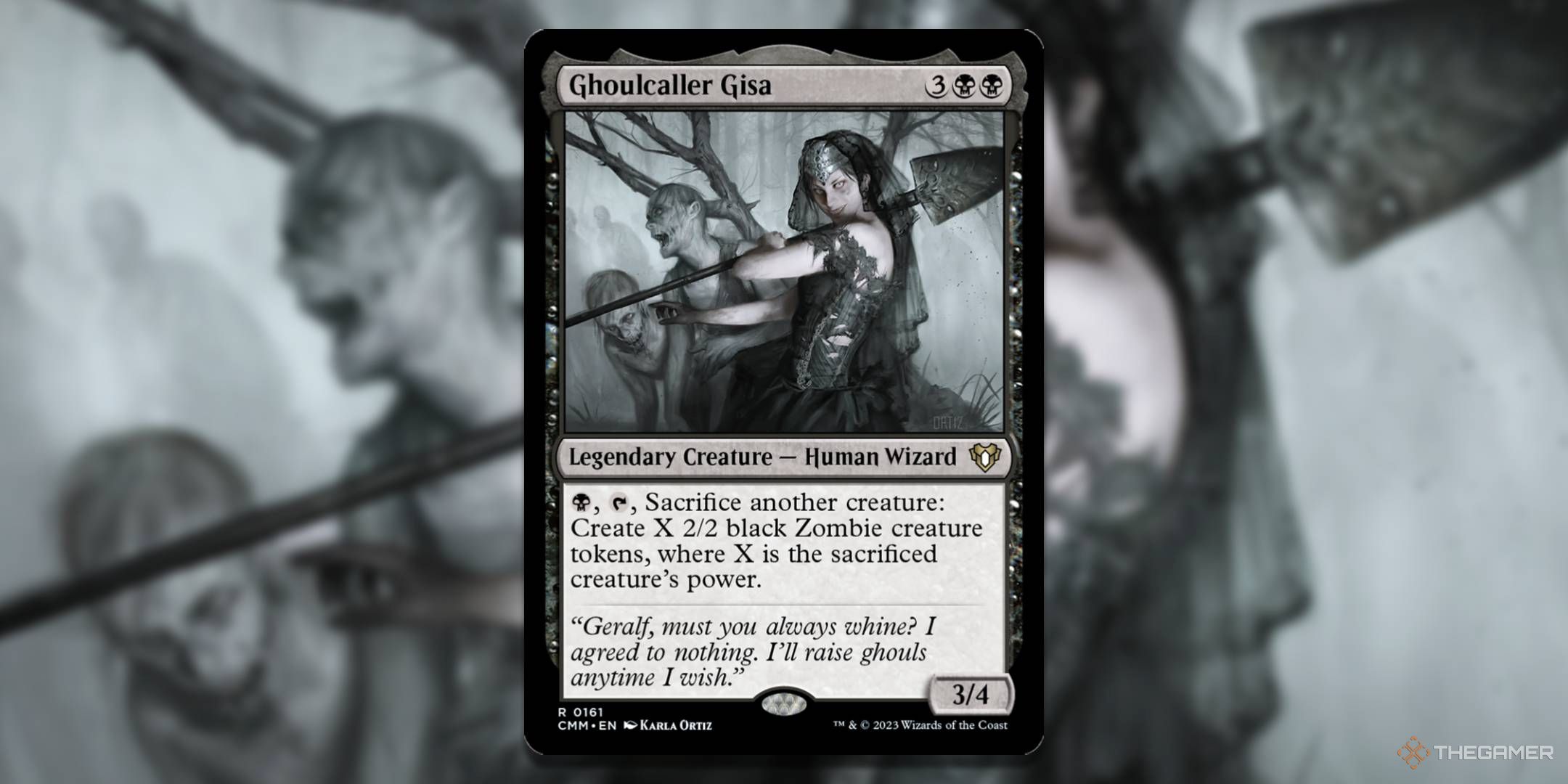 MTG Ghoulcaller Gisa card with art in the background.