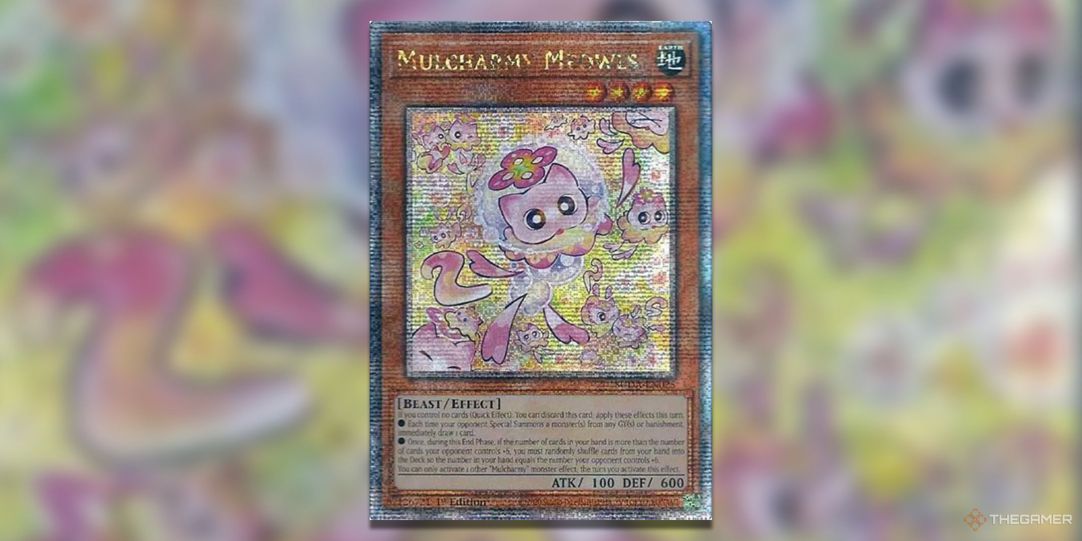 Mulcharmy Meowls Quarter Century Rare Yu-Gi-Oh! TCG Card Art.