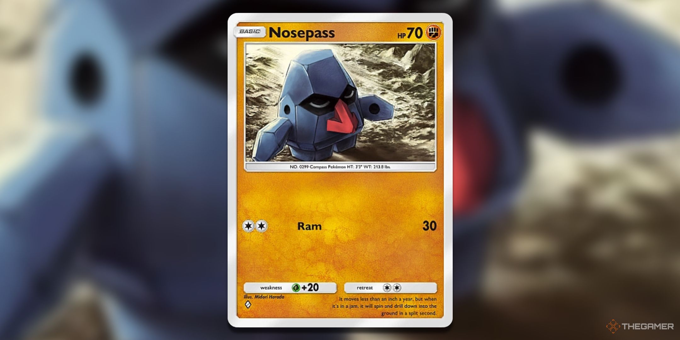Nosepass Pokemon TCG Pocket Space Time Smackdown Card Art.