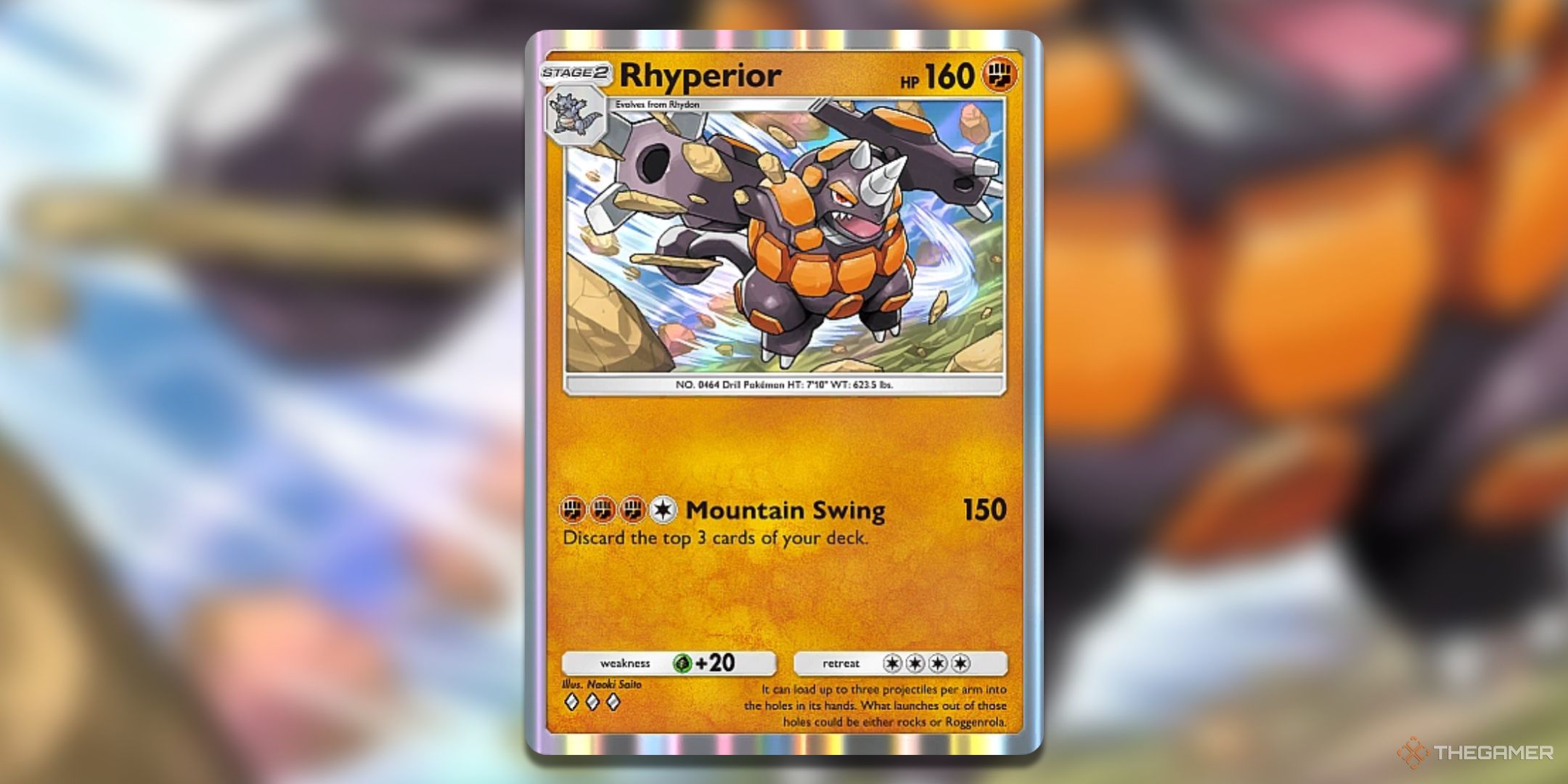 Rhyperior Pokemon TCG Pocket Space Time Smackdown Card Art.