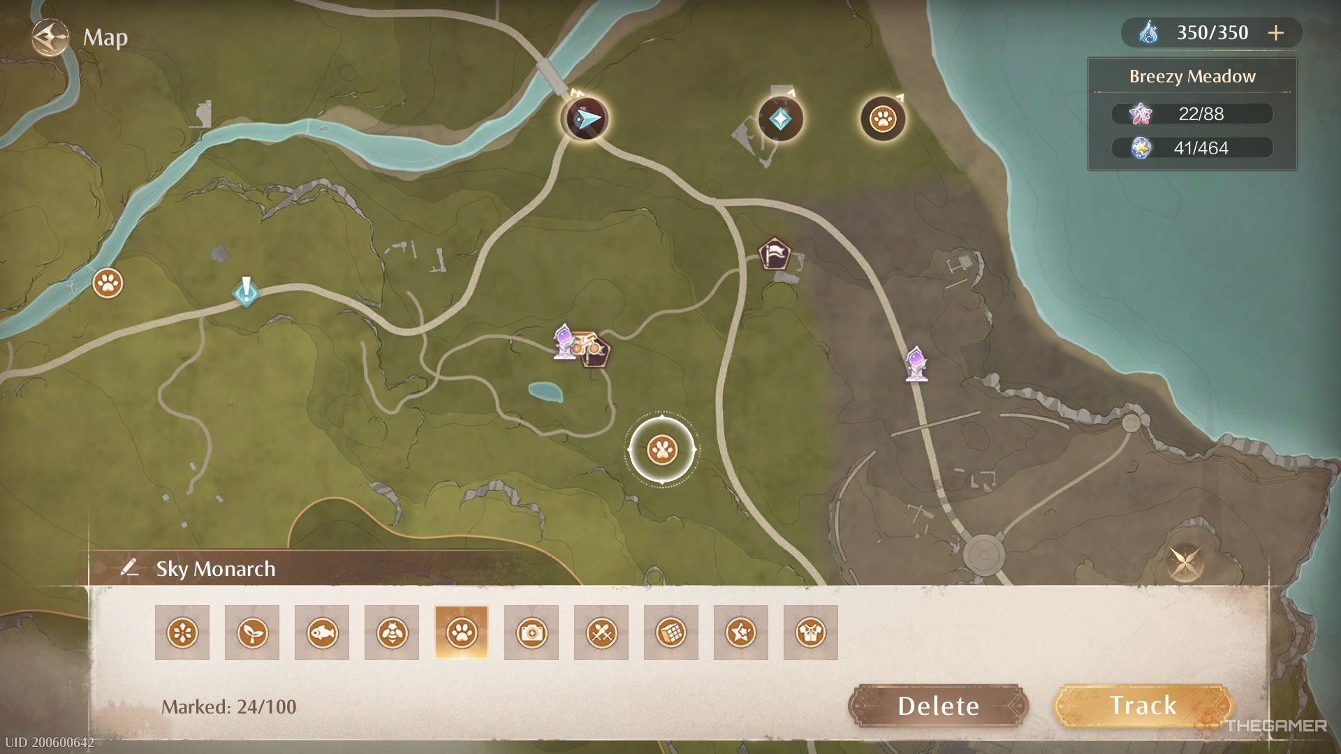 Sky Monarch Location in Lakeside Hill Lane is shown in Infinity Nikki.