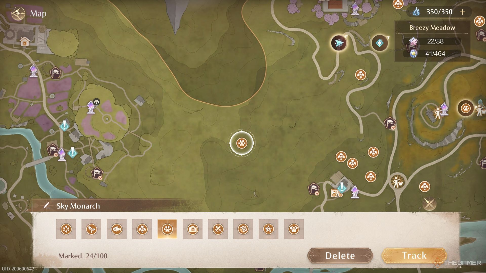 Sky Monarch Location in Meadow Activity Support Center is shown in Infinity Nikki.