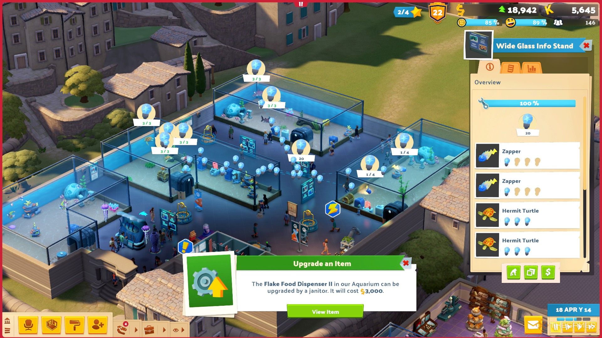 multiple aquariums contribute to a 20-knowledge info stand in two point museum.