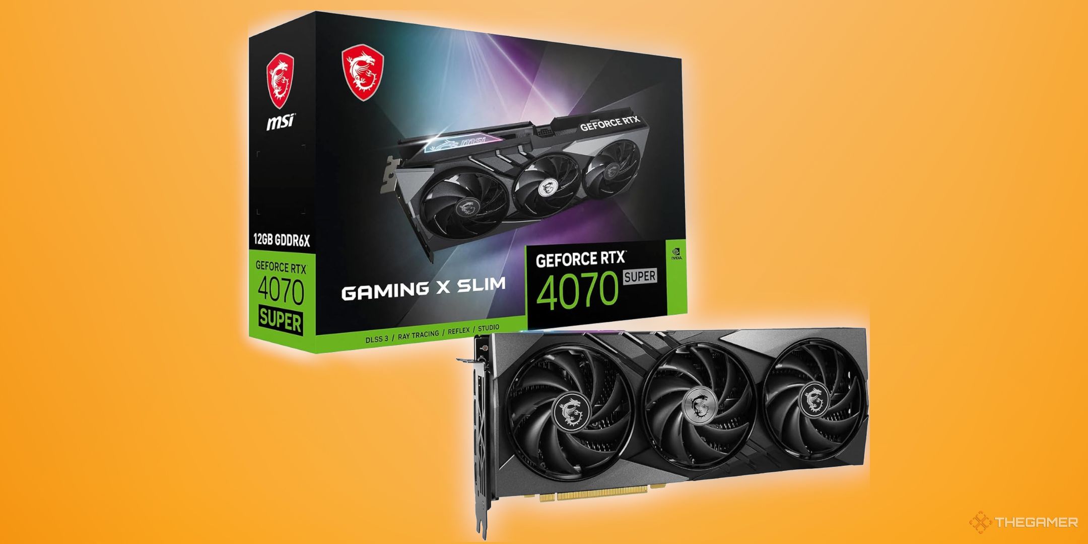 RTX 4070 on an orange backdrop