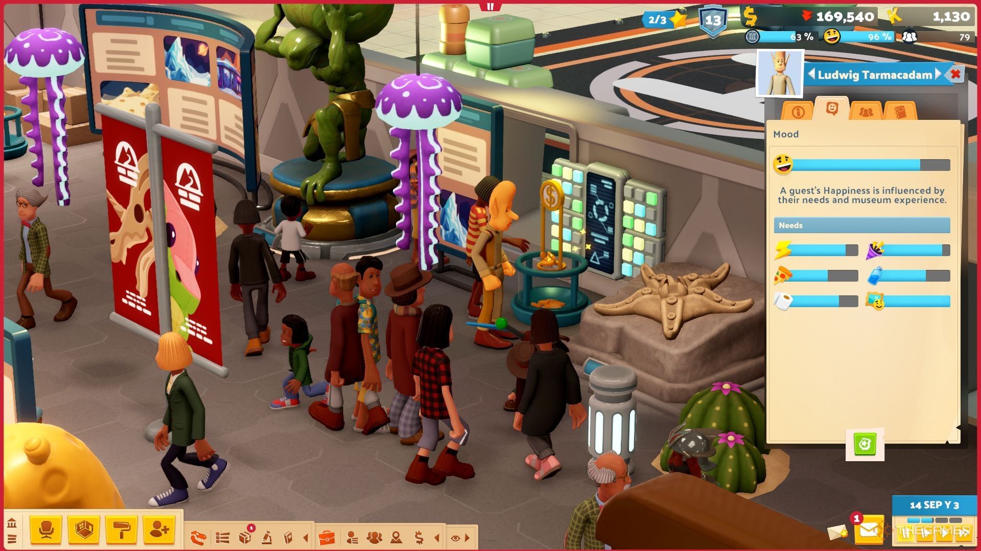 A Cheese-Moonger's needs panel in Two Point Museum.