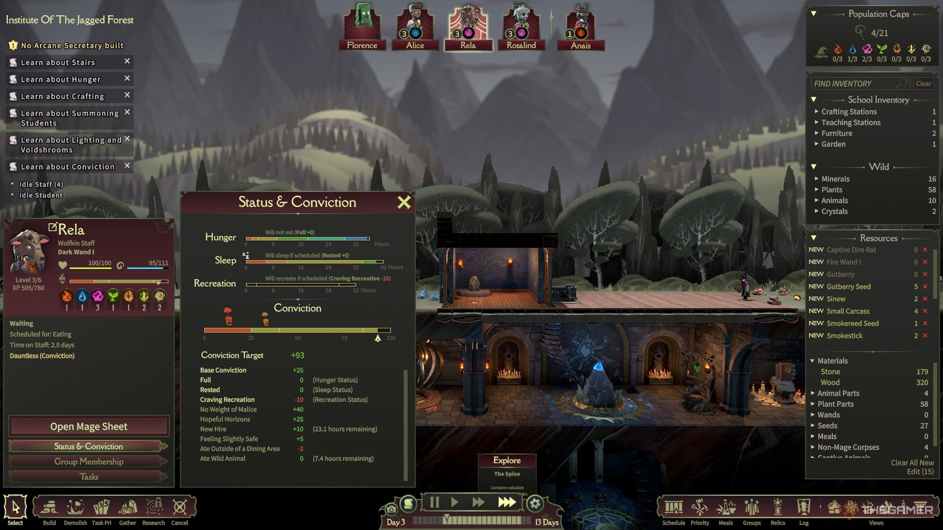 A mage's conviction bar is shown in Mind Over Magic.