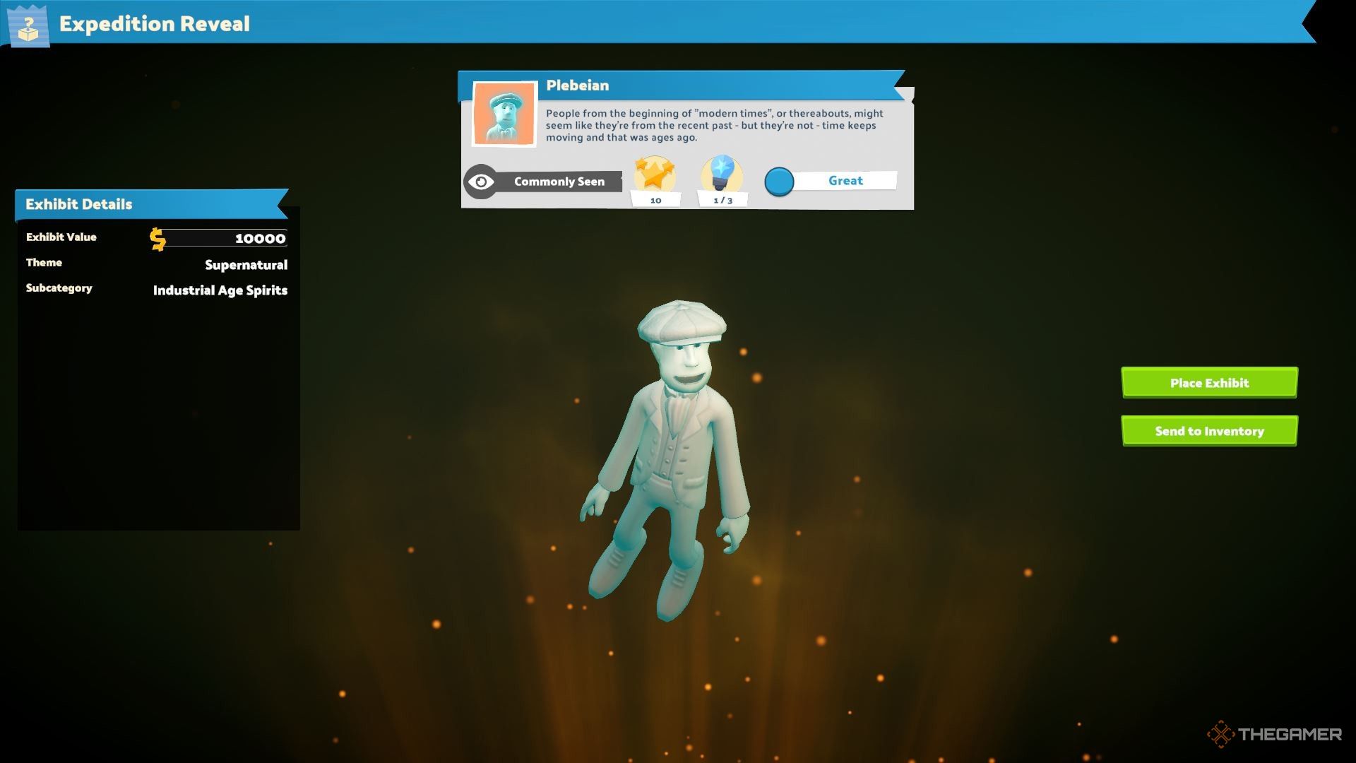 A polterguest being unlocked in an expedition in Two Point Museum.