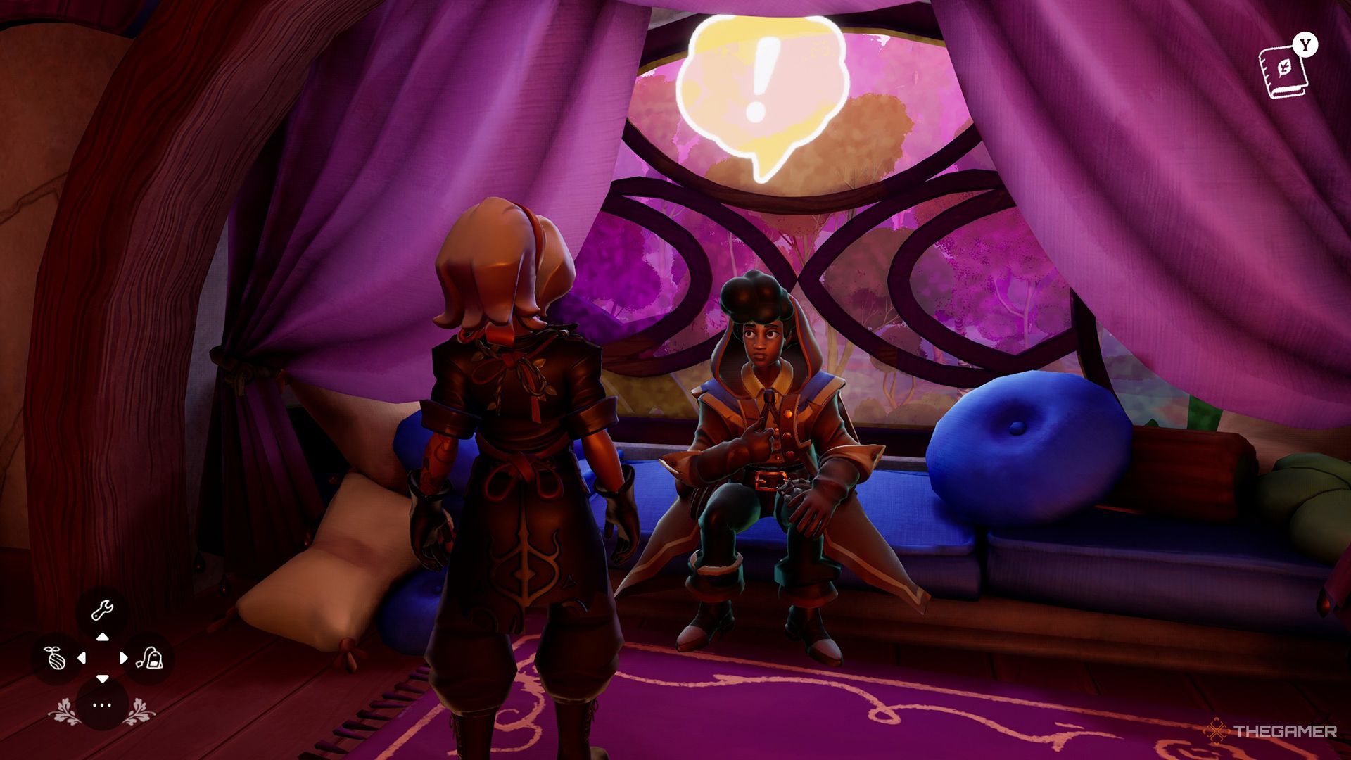 Alta about to talk to the Demon Hunter on the second floor of the shop in Wanderstop.