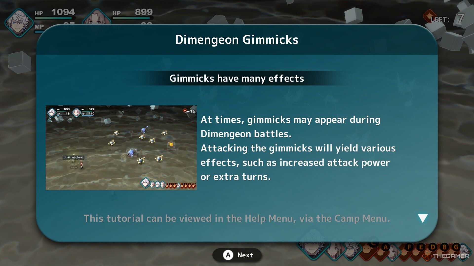 A tutorial for Dimengeon Gimmicks in Fantasian Neo Dimension.