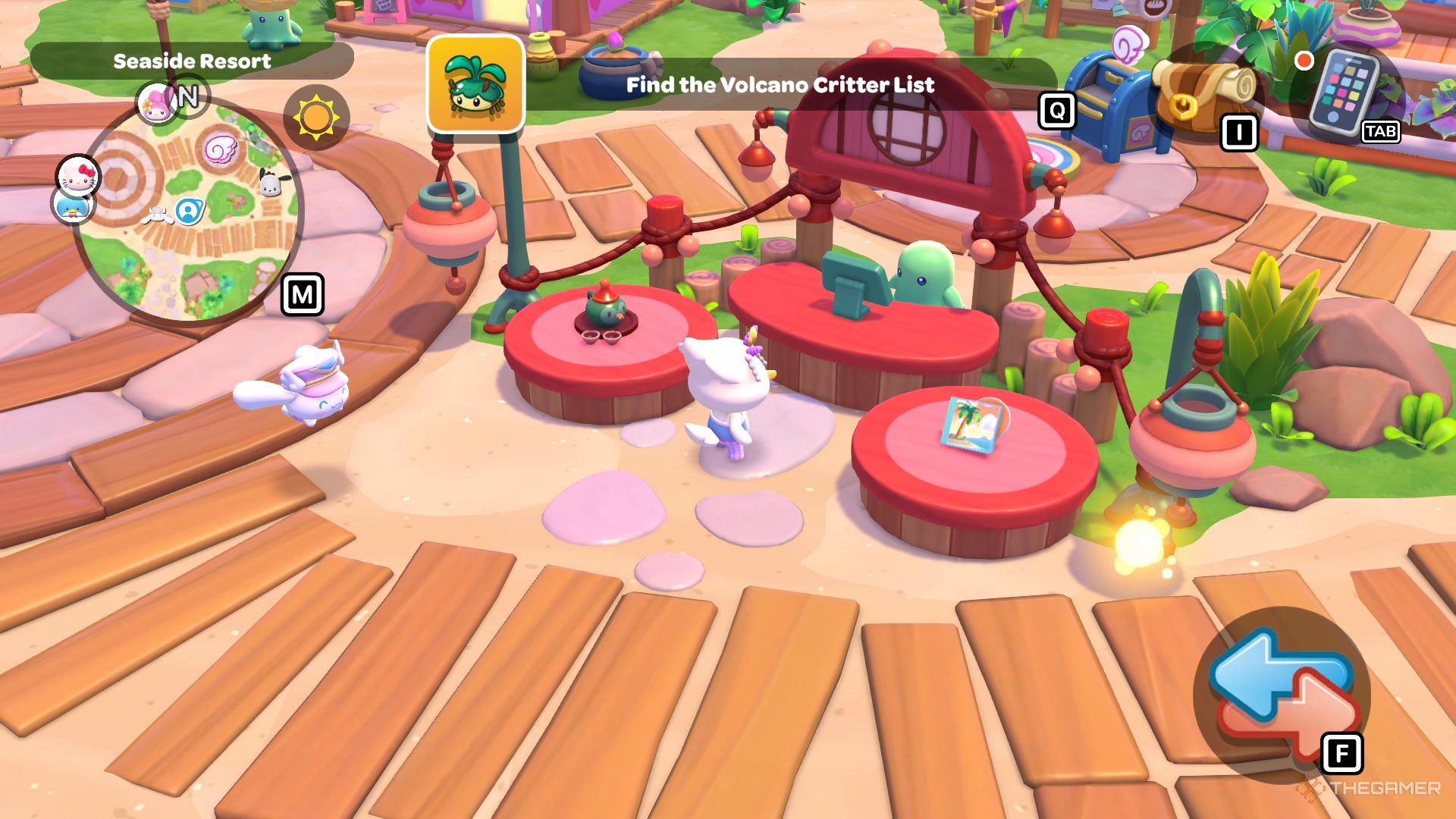 Duck avatar standing next to the event stand, decorated with lanterns.