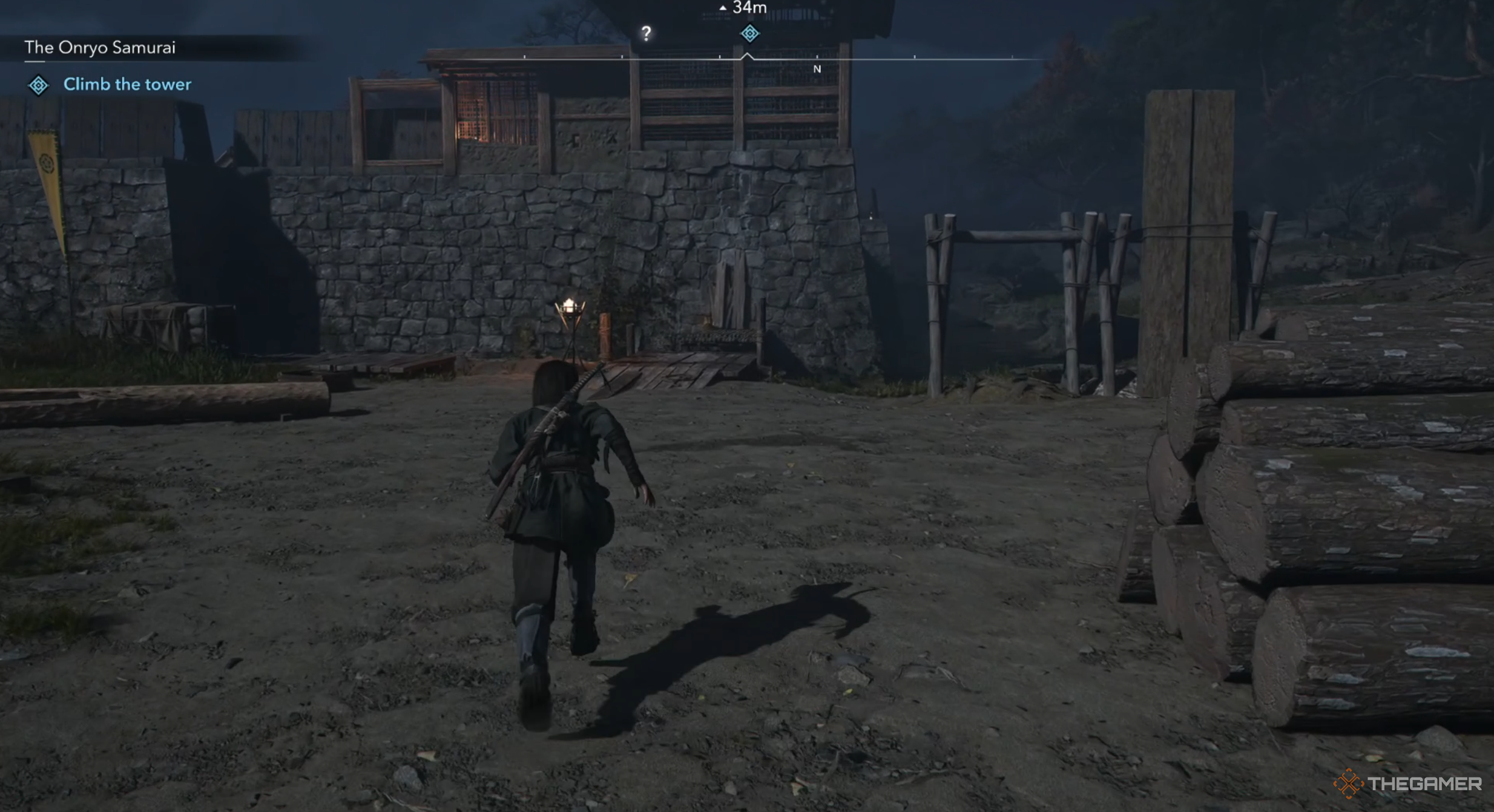 Naoe running to Castle Katano in Assassin's Creed Shadows.