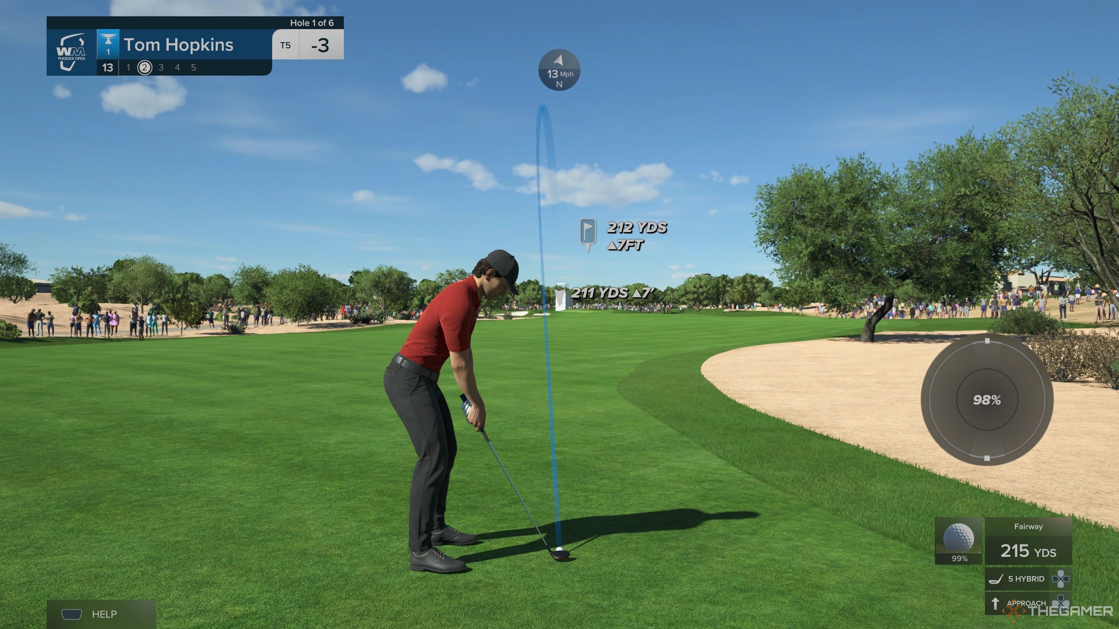 An approach shot in PGA Tour 2K25.