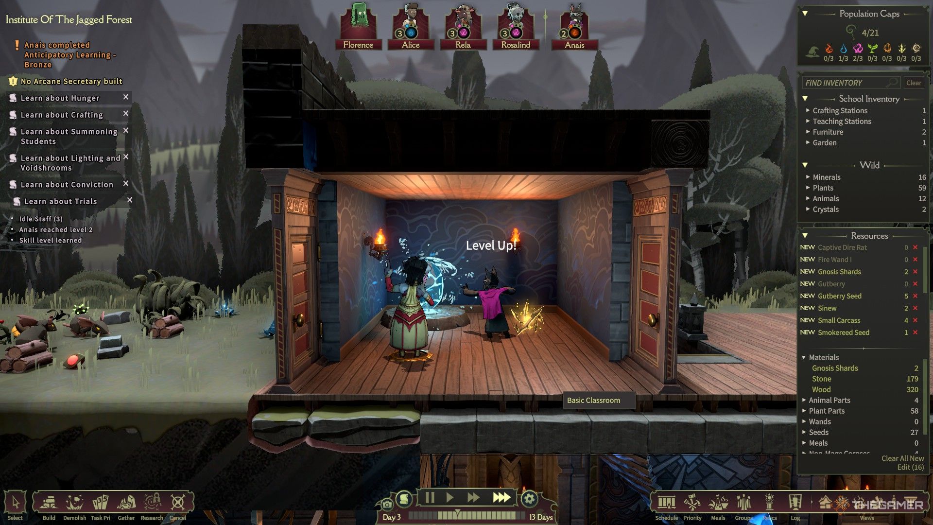 Mages are inside a basic classroom in Mind Over Magic.