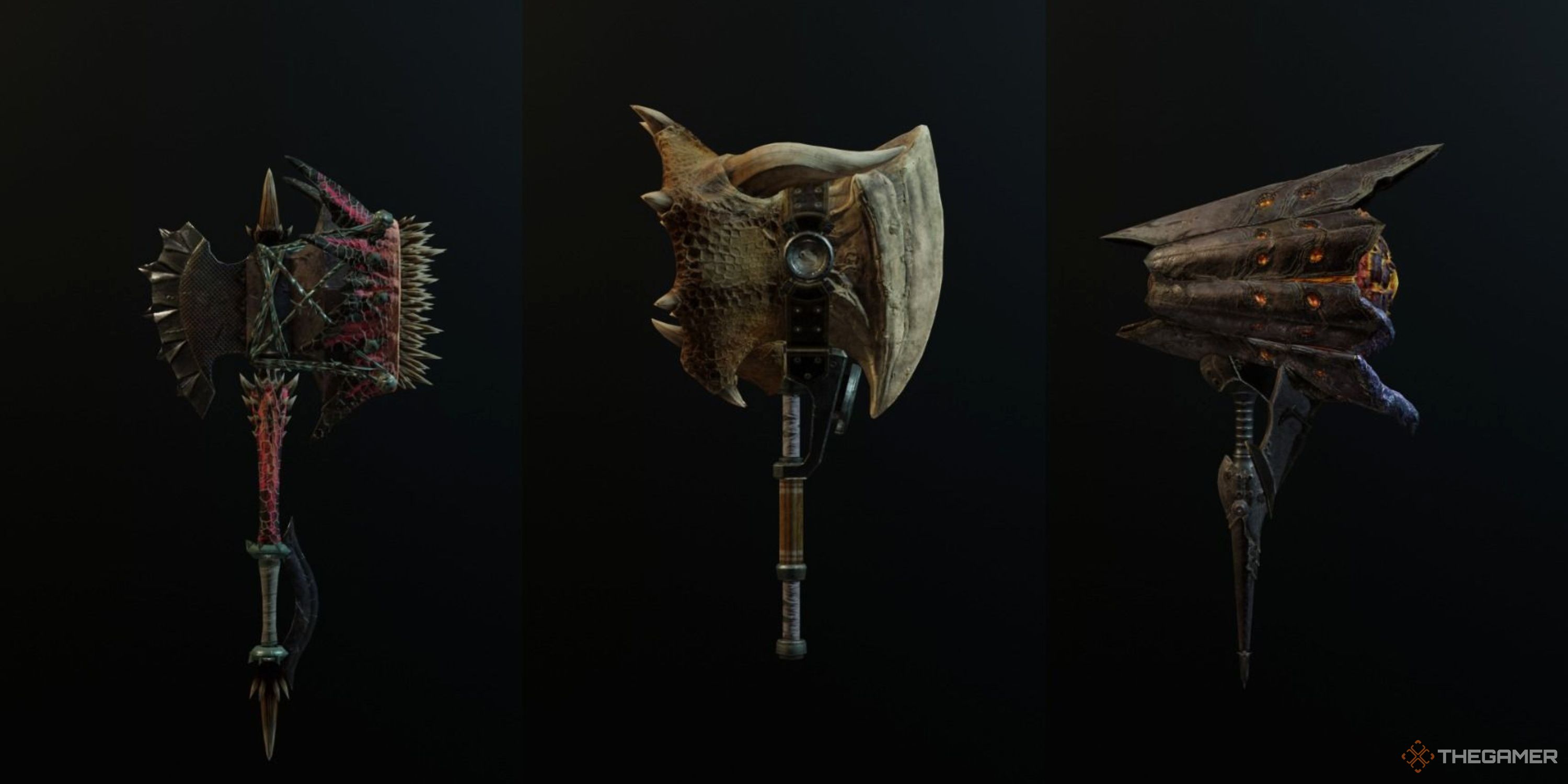 Obliteration's Footfall, Diablos Shaterer III, and Ragefire Magda Floga in Monster Hunter World.