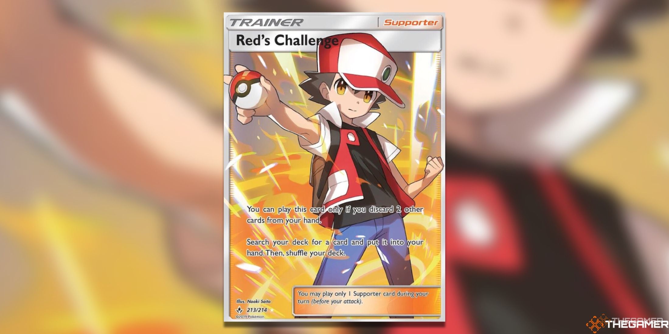 The Full Art Trainers Red's Challenge from Unbroken Bonds in the Pokemon TCG.