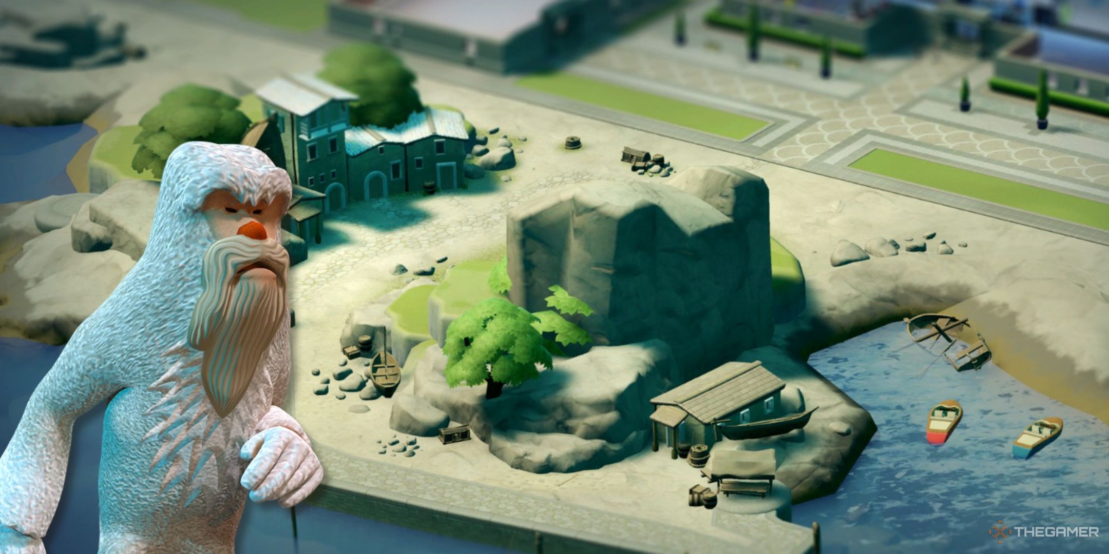 a yeti on the loading screen for the fish farm pop-up exhibition in two point museum.