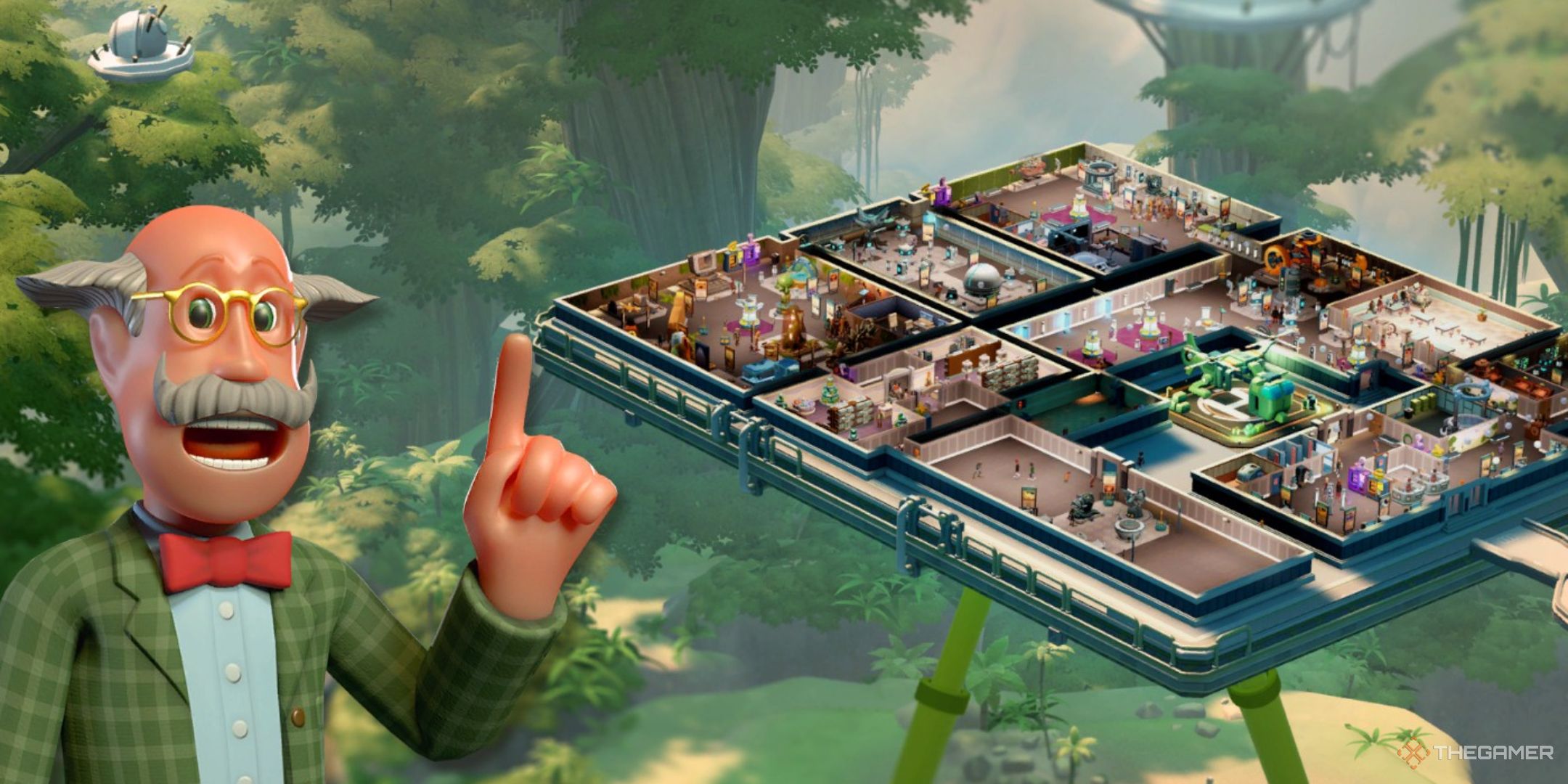 a professor on the loading screen for pebberley heights in two point museum.