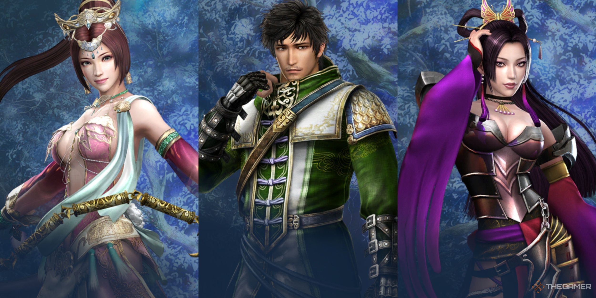 A collage of Heroes showcasing Diaochan, Xu Shu, and No in Warriors: Abyss.