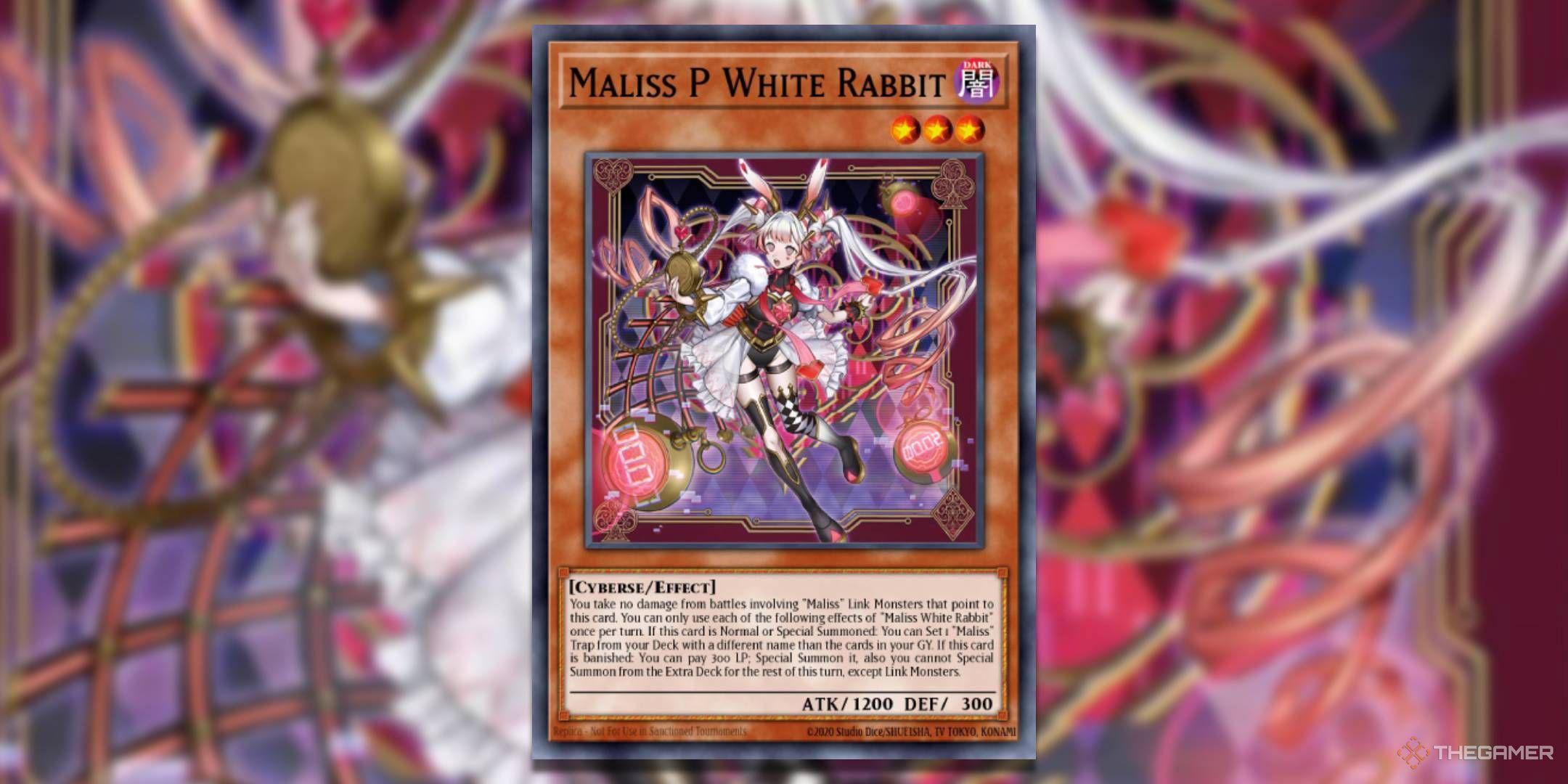 Maliss P White Rabbit Yu-Gi-Oh! TCG card with the art in the background.