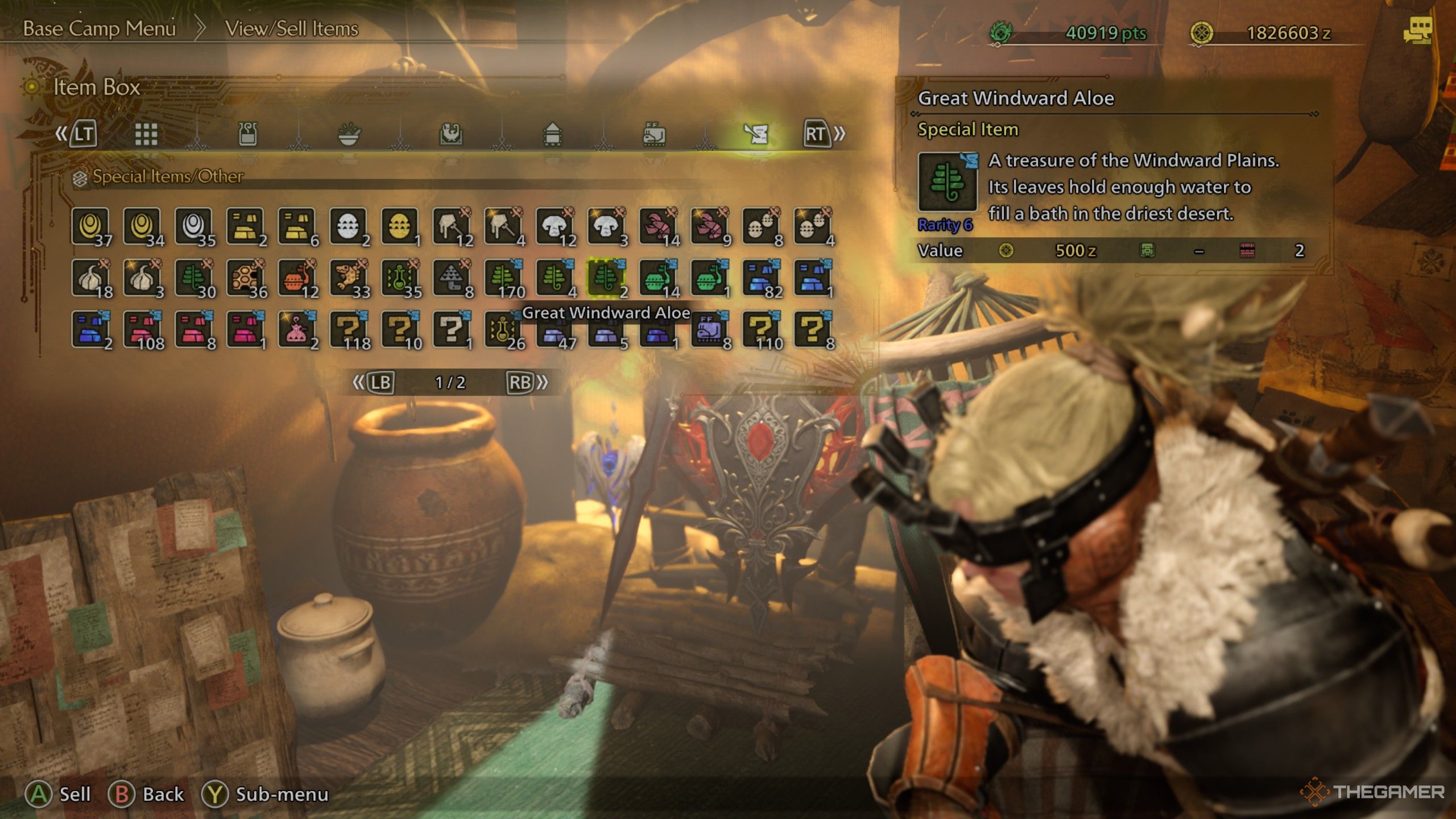 Monster Hunter Wilds inventory item great windward aloe.