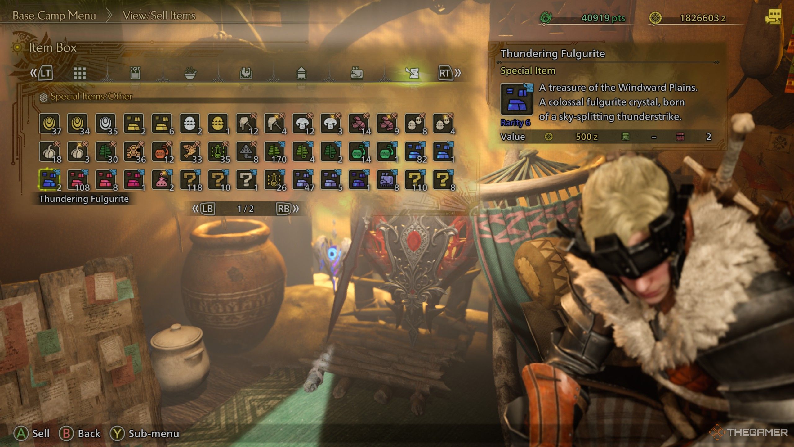 Monster Hunter Wilds inventory item thundering fulgurite.