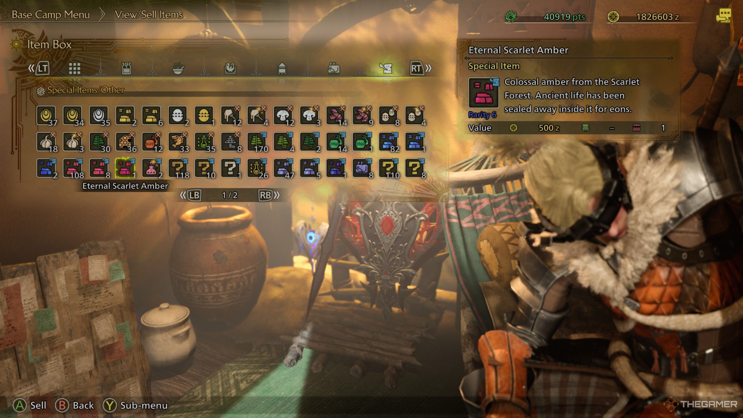 Monster Hunter Wilds inventory item eternal scarlet amber.