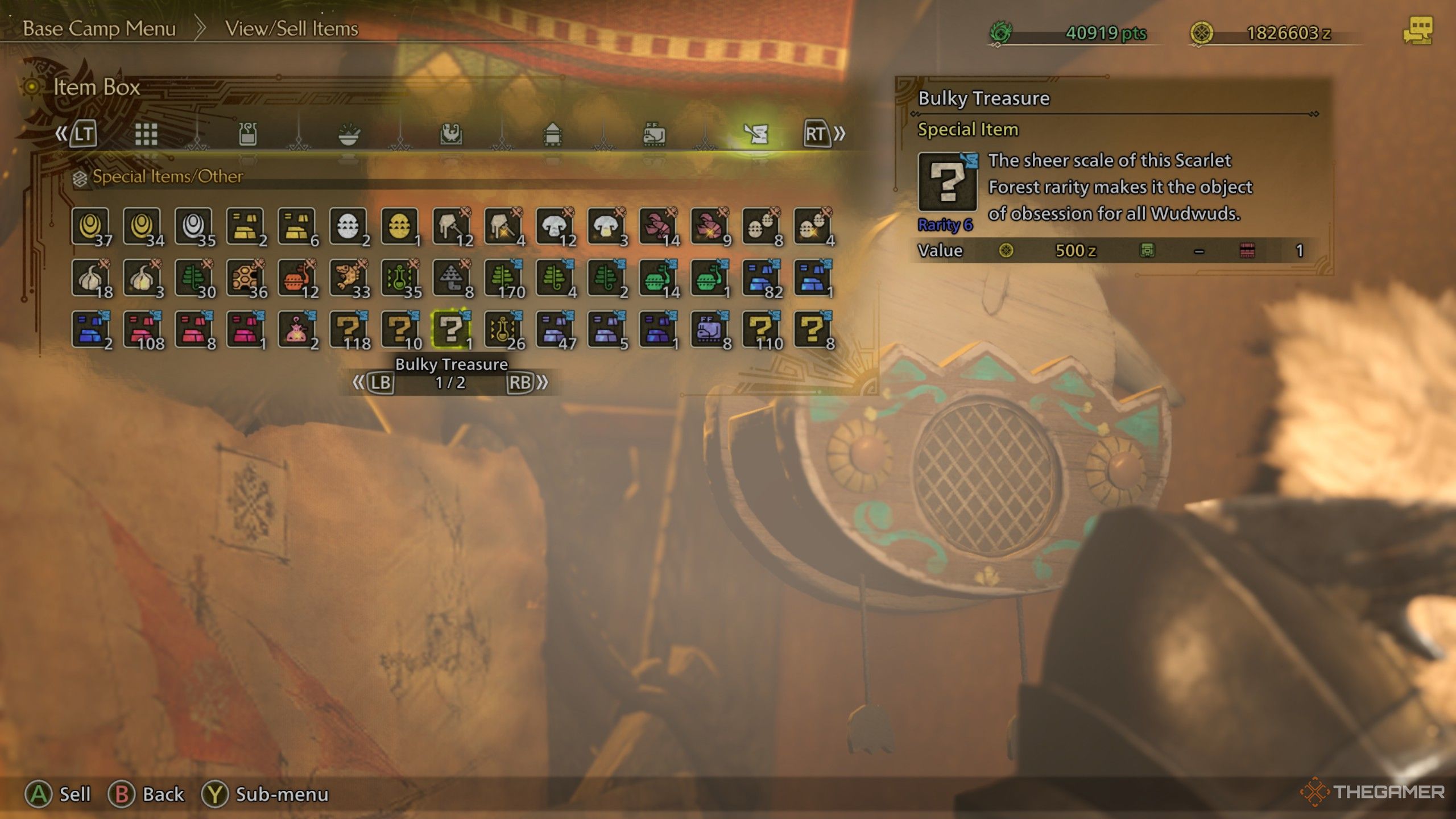 Monster Hunter Wilds inventory item bulky treasure.