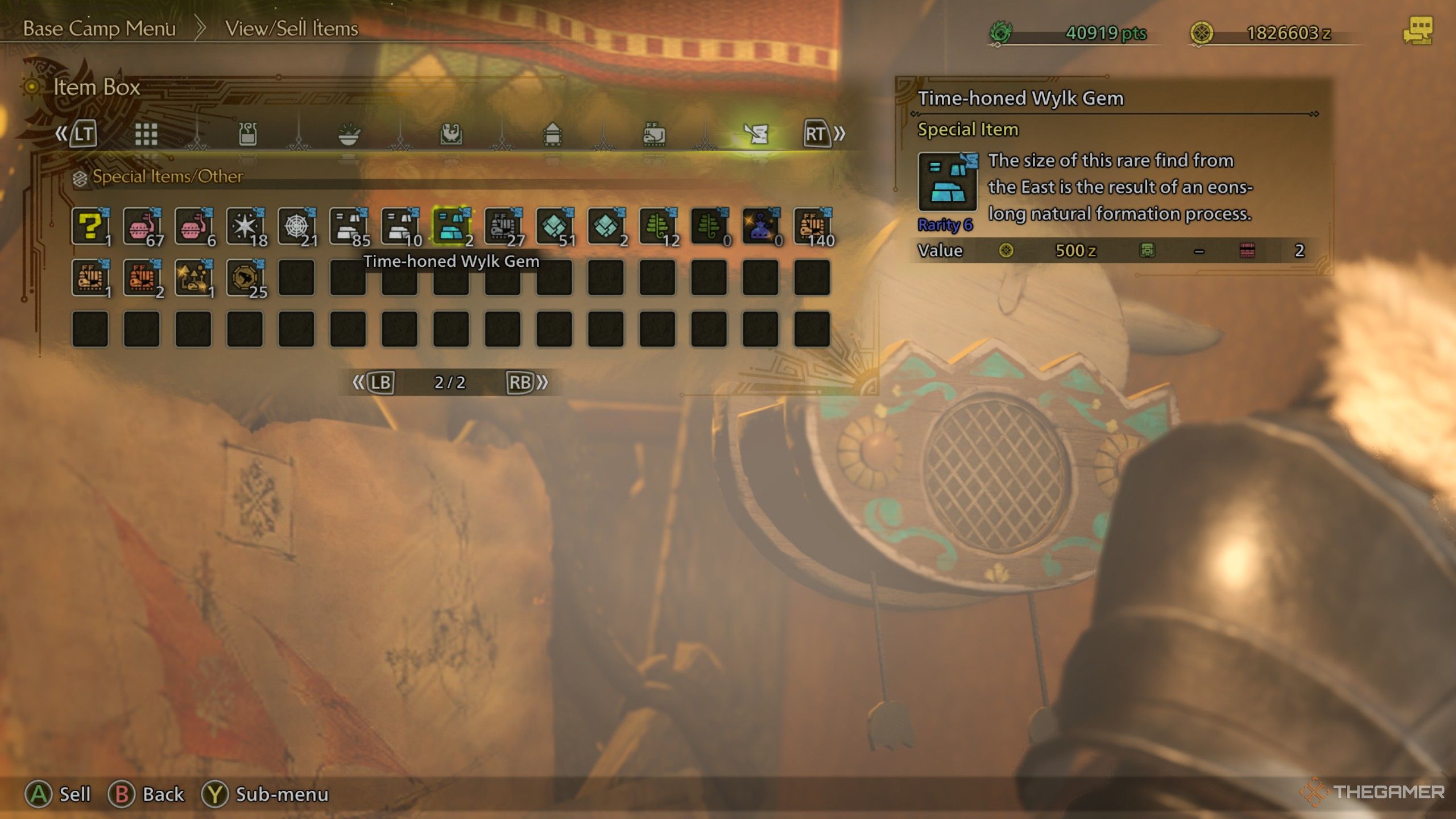 Monster Hunter Wilds inventory item time-honed wylk gem.