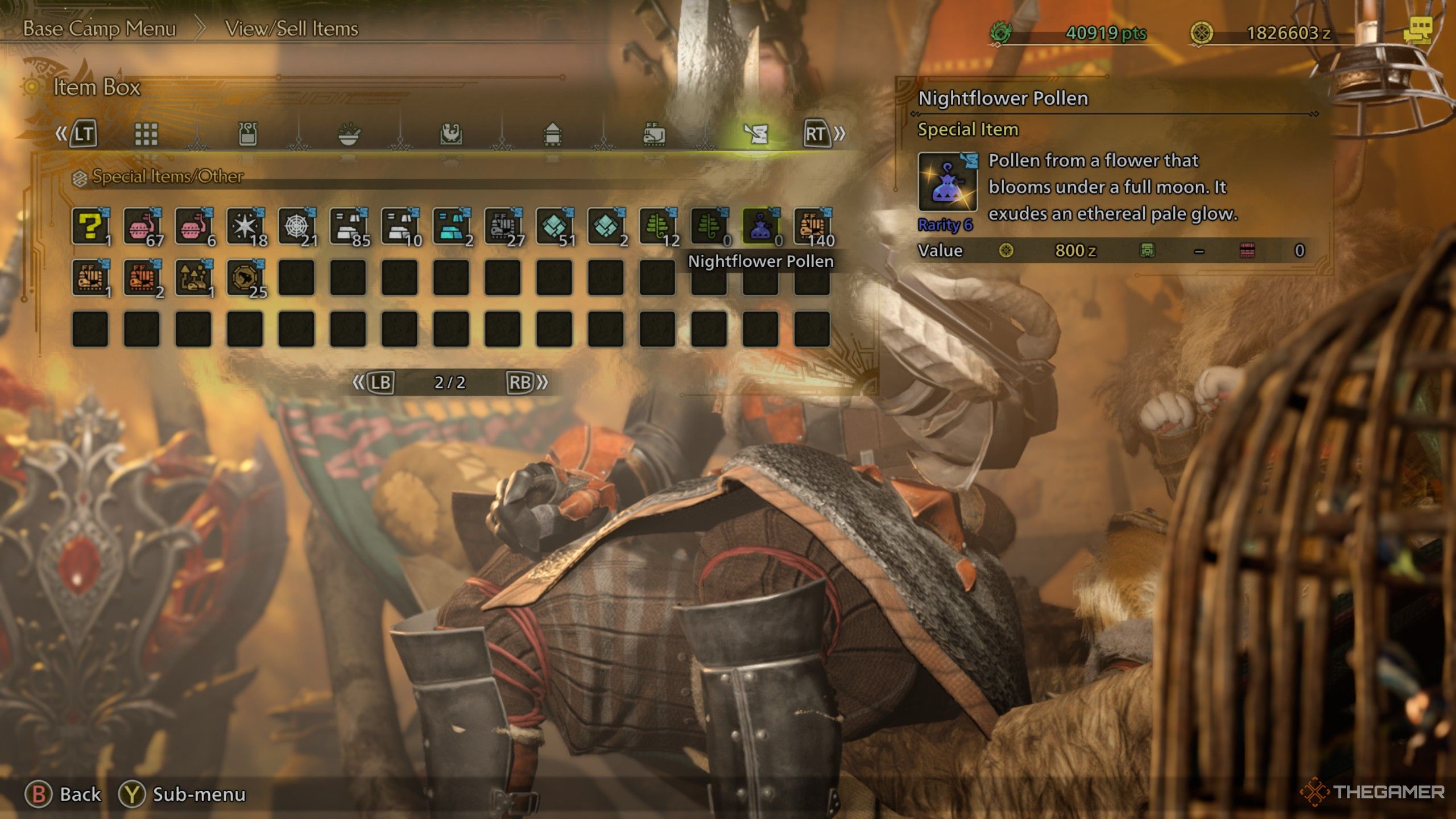 Monster Hunter Wilds inventory item large nightflower pollen.