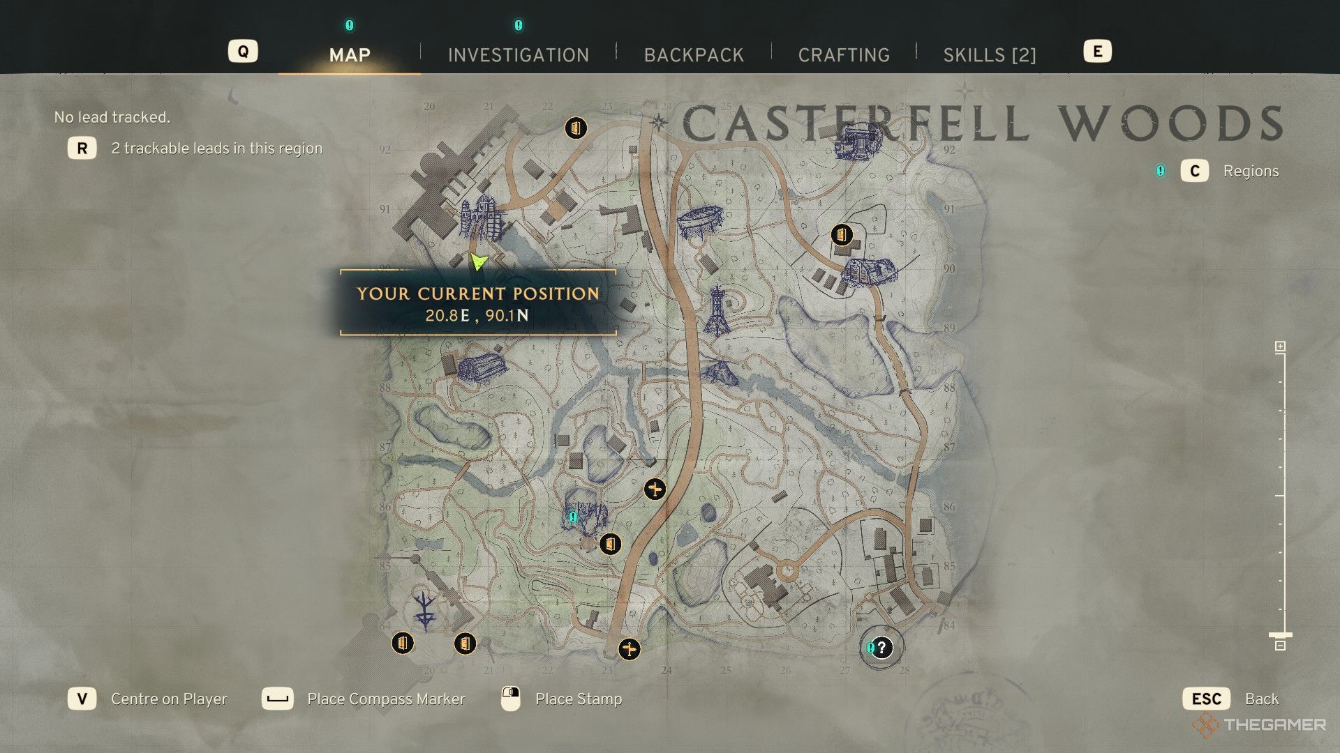 the map of casterfell woods in atomfall with the dam storeroom's coordinates highlighted.