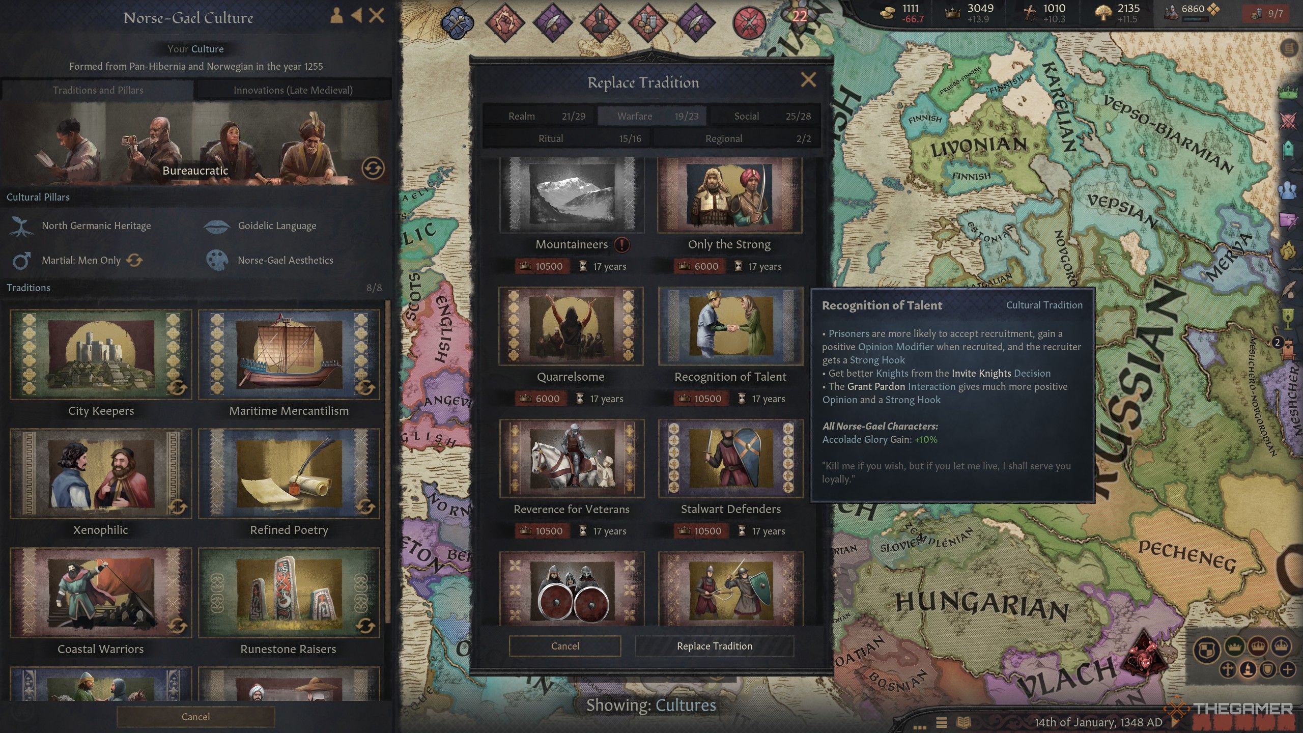 The Recognition of talent cultural tradition and its stats in crusader kings 3.