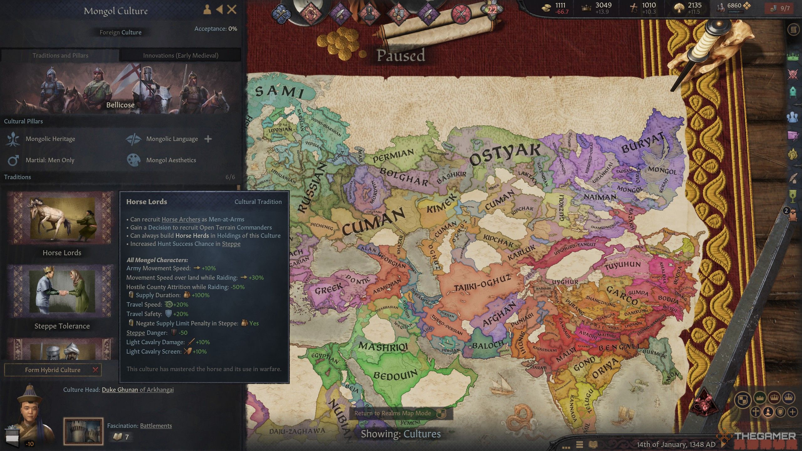 The Horse Lords cultural tradition and its stats in crusader kings 3.