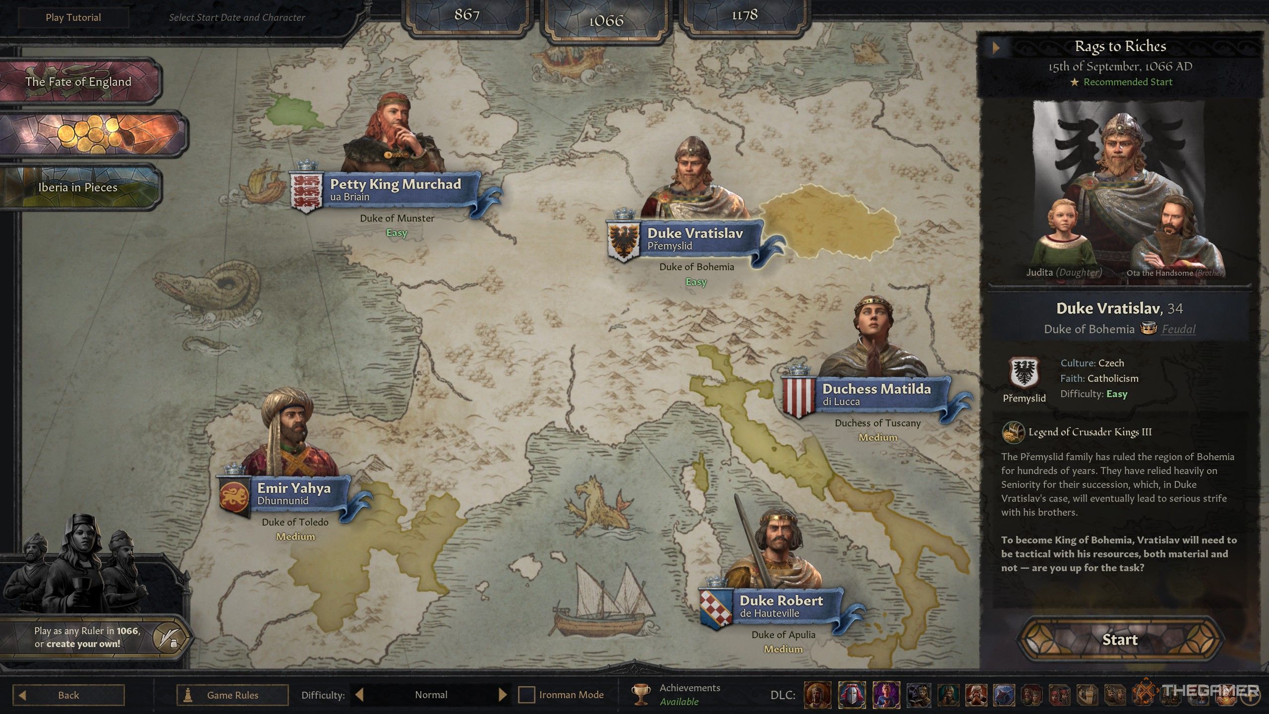 Duke Vratislave in the character selection screen of crusader kings 3.