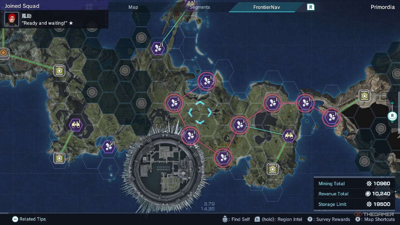 A map of chained data probes in xenoblade chronicles x definitive edition.