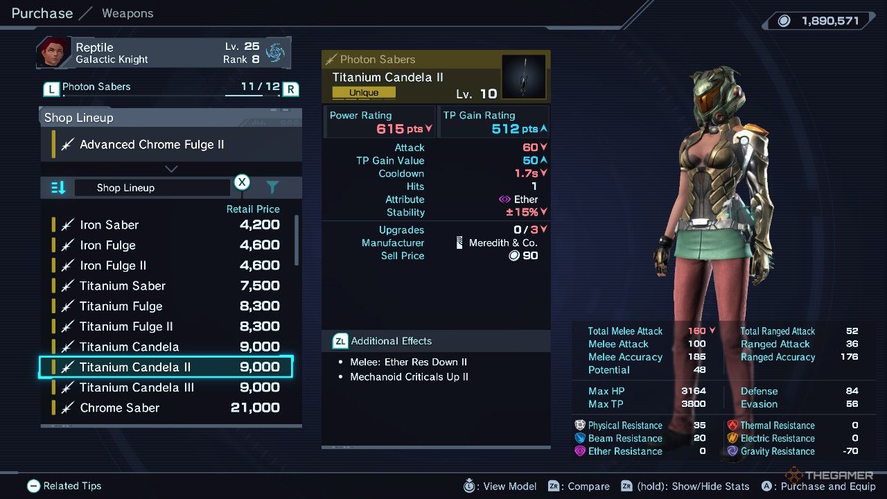 A character in xenoblade chronicles x definitive edition equipping a photon saber.