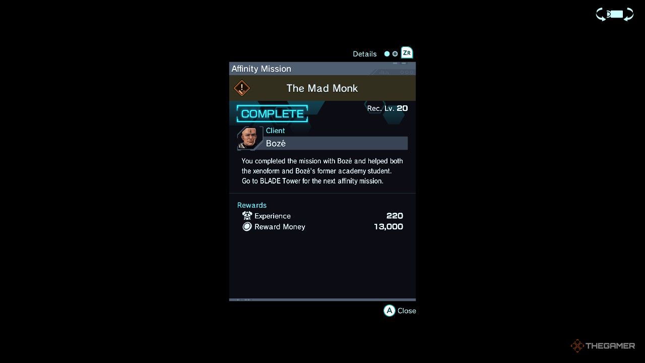 The rewards for the mad monk mission in xenoblade chronicles x definitive edition.