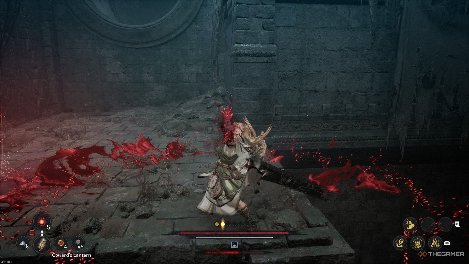The image shows Khazan using the Inner Fury skill in the First Berserker: Khazan.