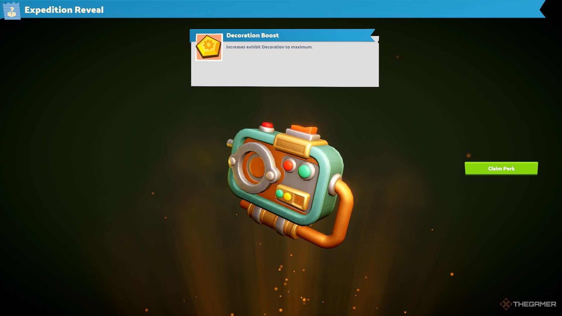 A decoration boost perk in Two Point Museum.