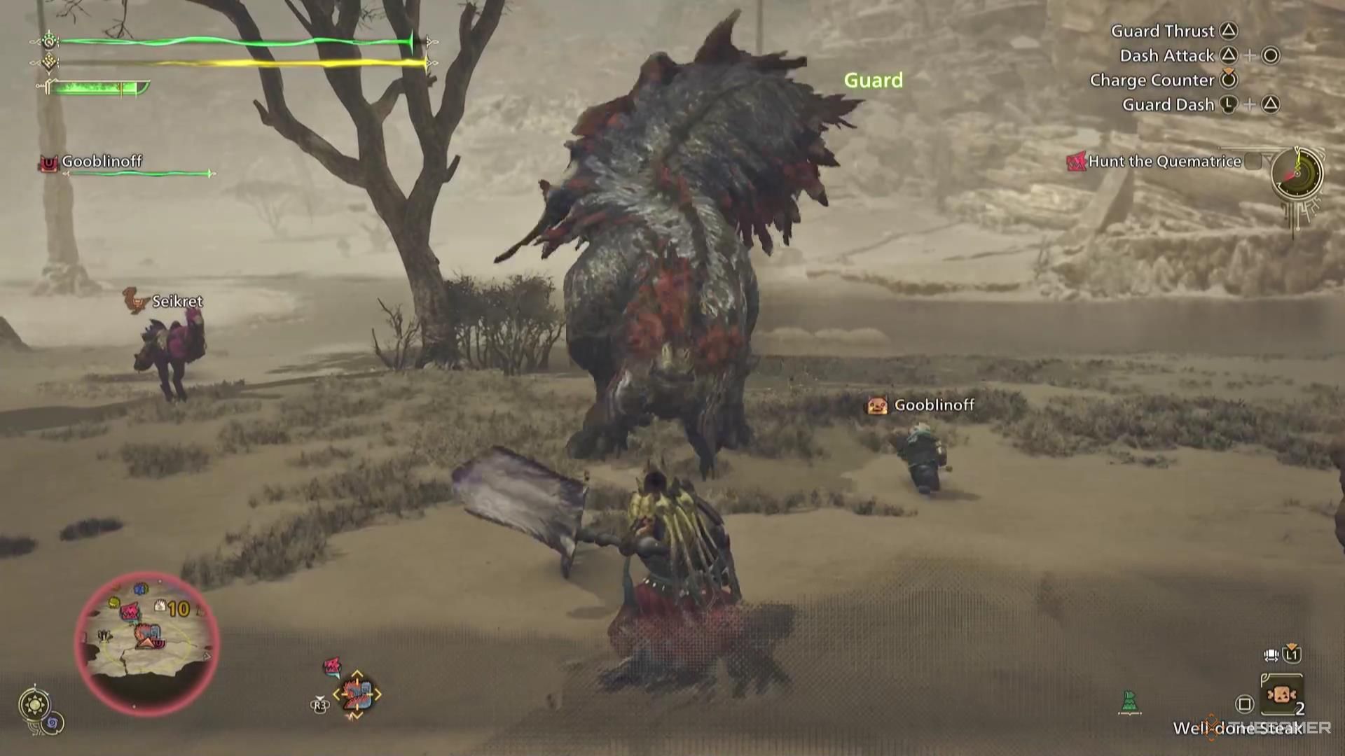 A Hunter Guard with their shield in Monster Hunter Wilds.