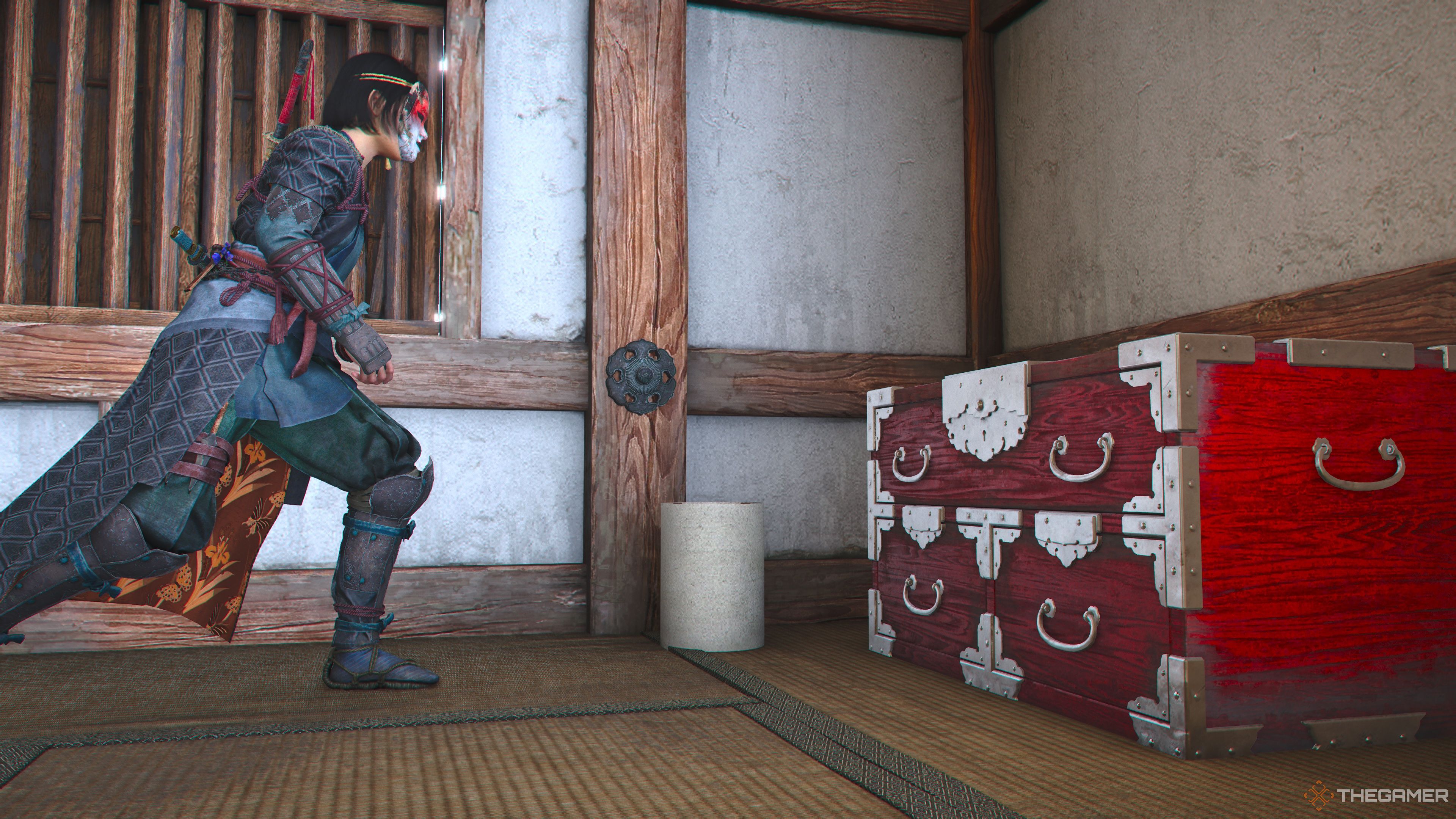 Naoe approaches the Yamazaki Castle Chest in Assassin's Creed Shadows.