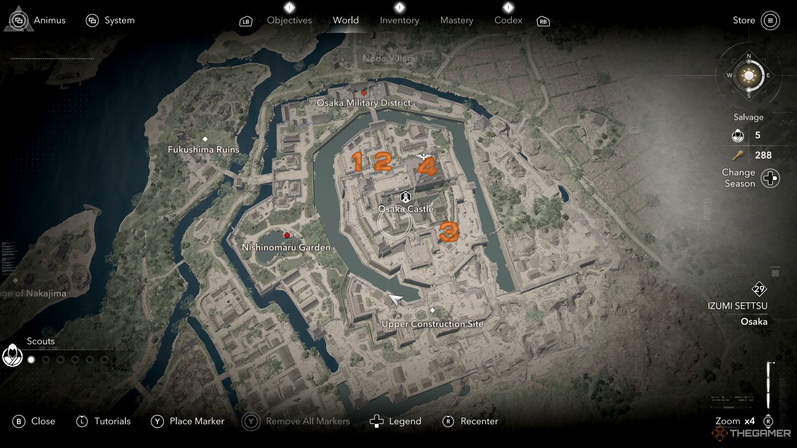 Assassin's Creed Shadows all resource smuggle locations in Osaka Castle.