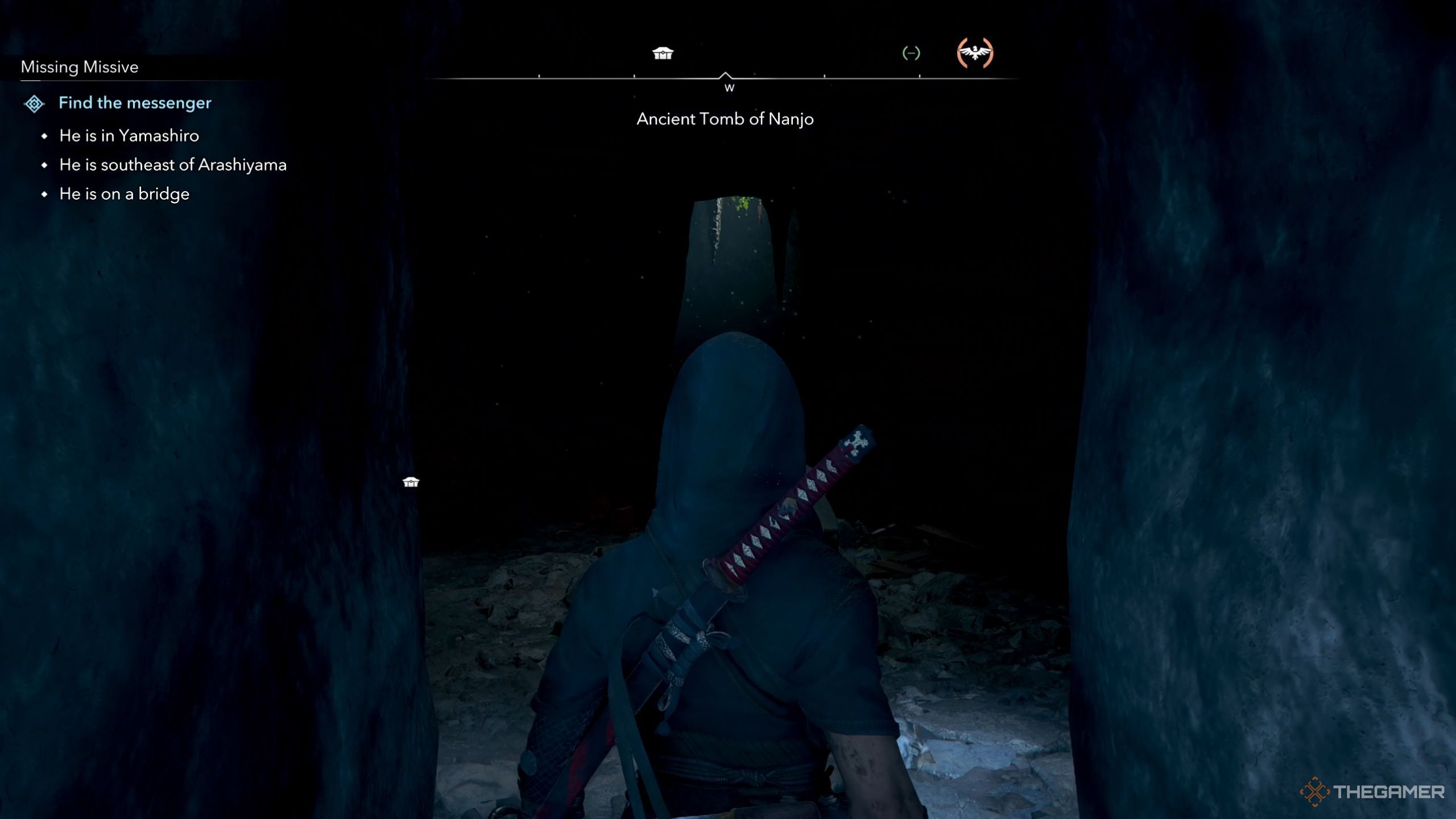 Assassin's Creed Shadows Naoe entering Ancient Tomb of Nanjo.