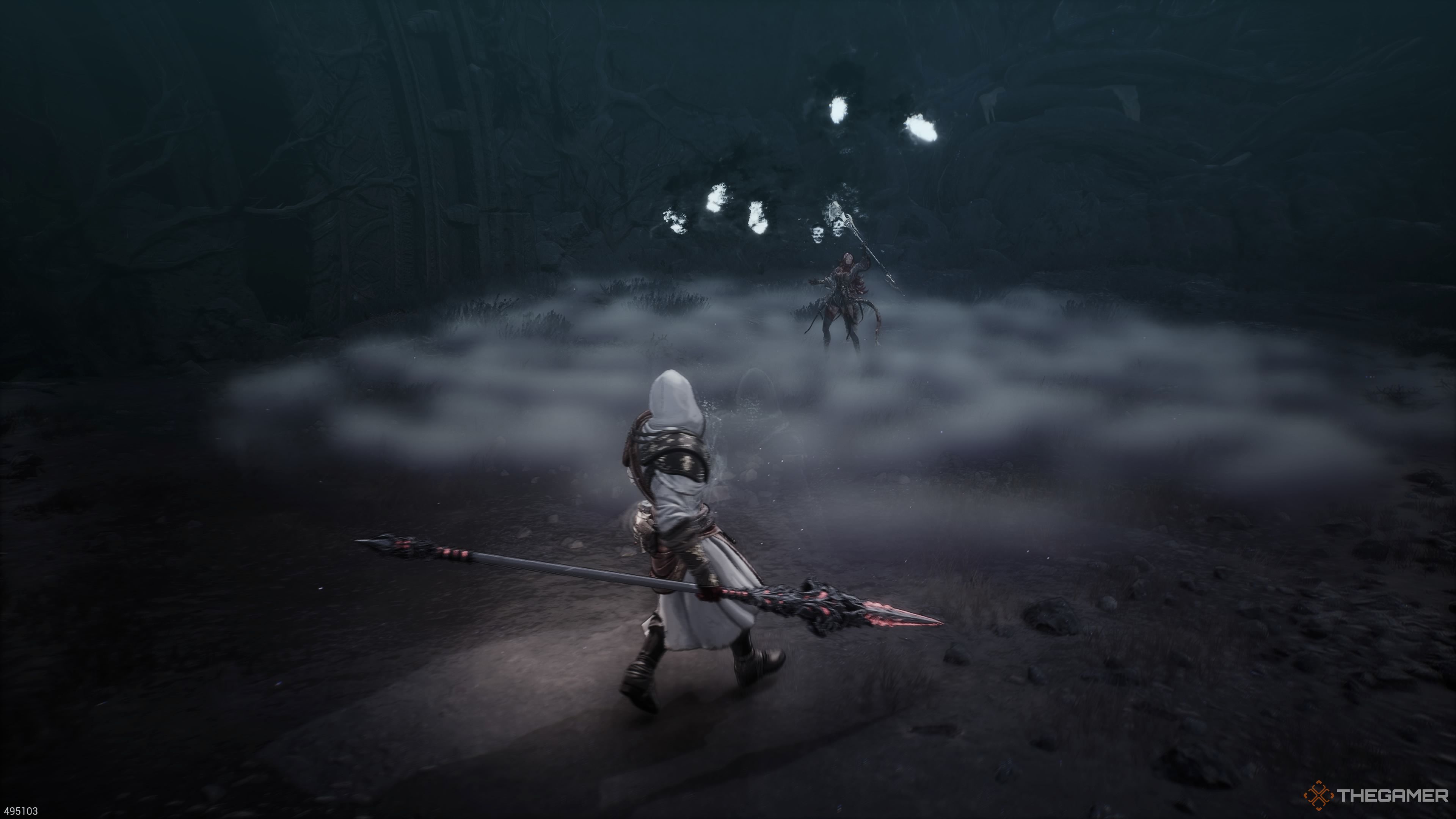 Bellerian's charging up her summon ability in The First Berserker Khazan.