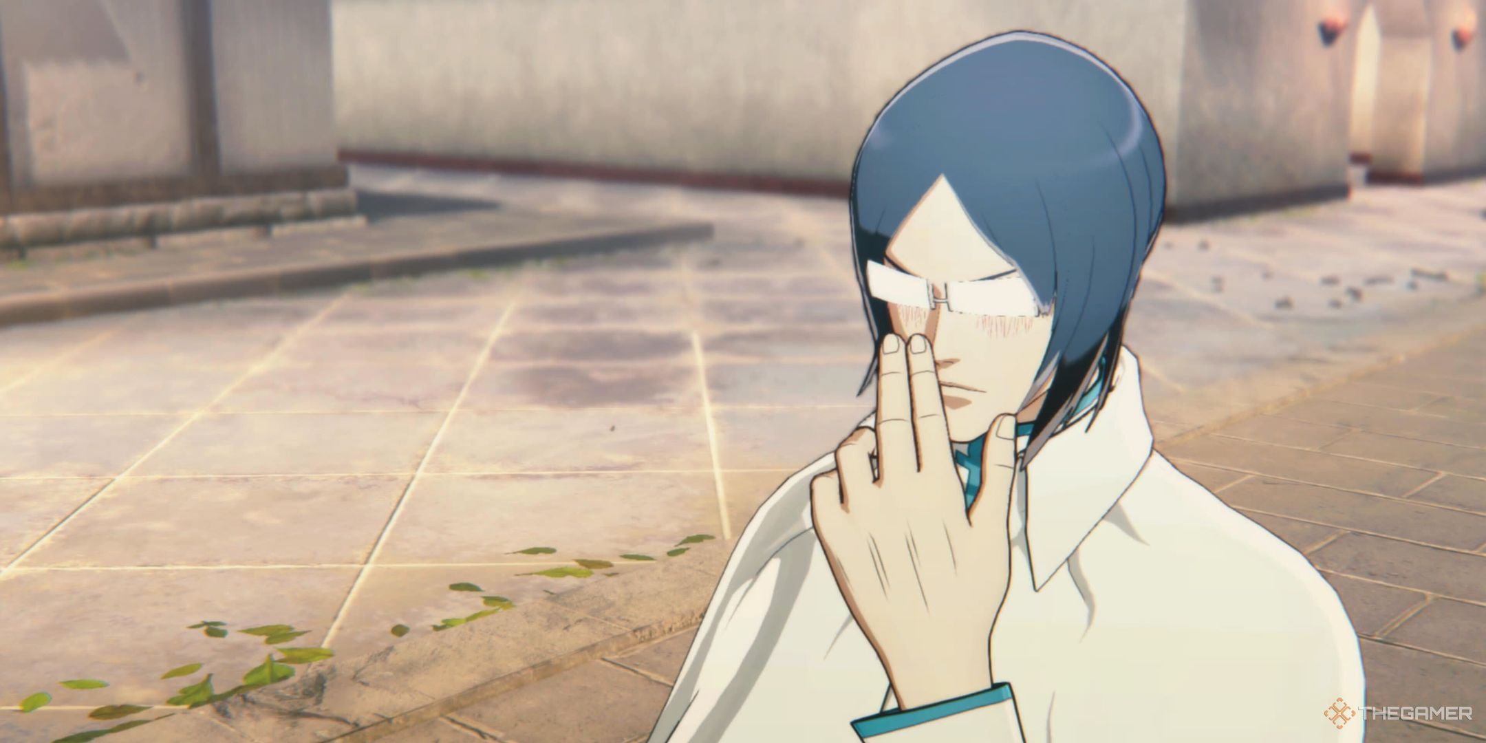 Uryu blushing in Bleach: Rebirth of Souls.